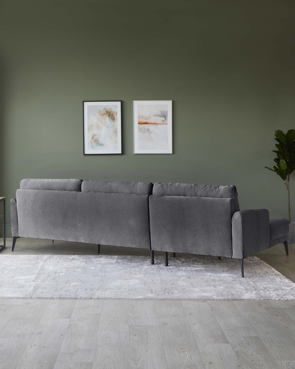 Canapé d'angle droit Brooks en tissu gris foncé avec méridienne