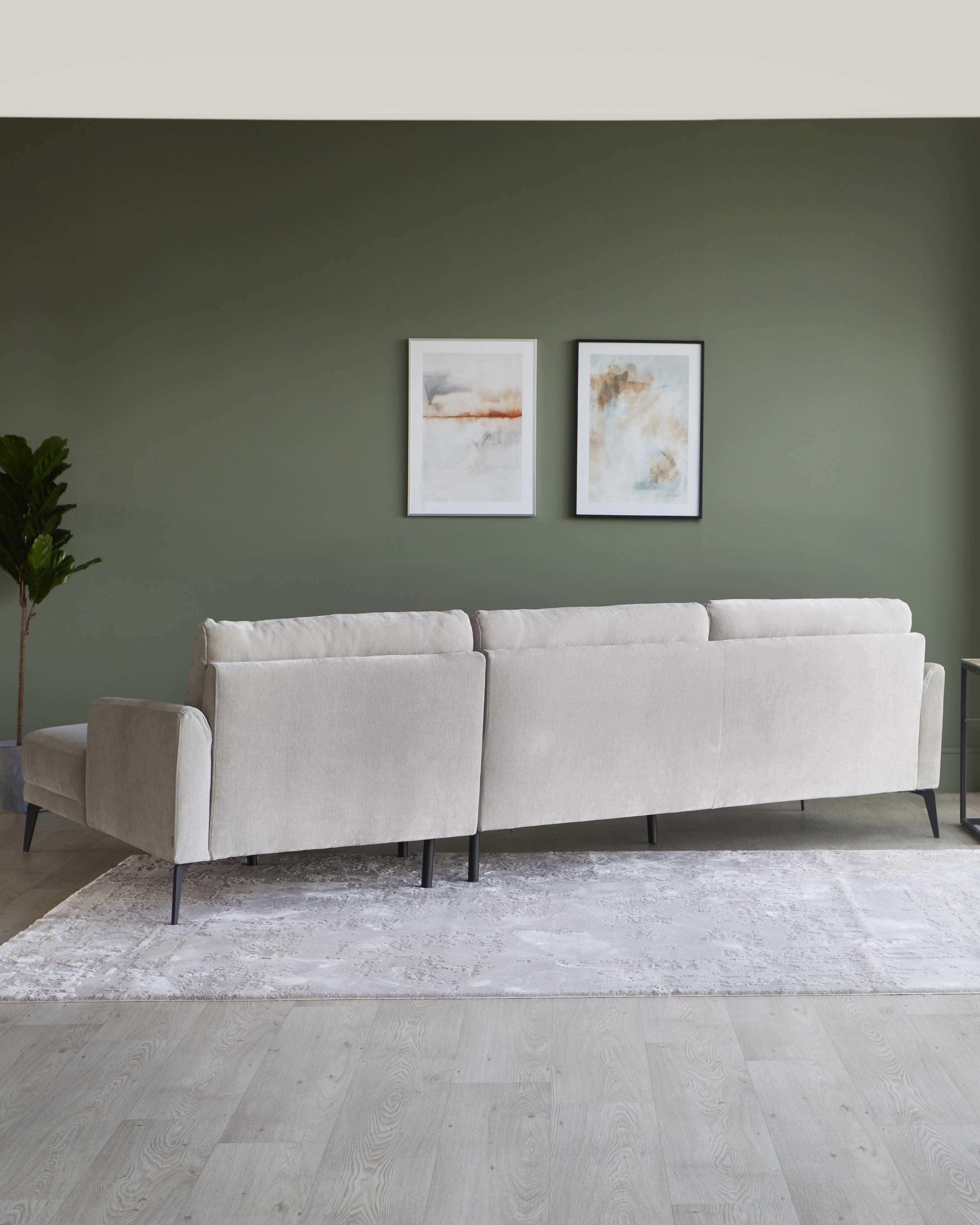 Canapé d'angle gauche Brooks en tissu gris clair avec méridienne