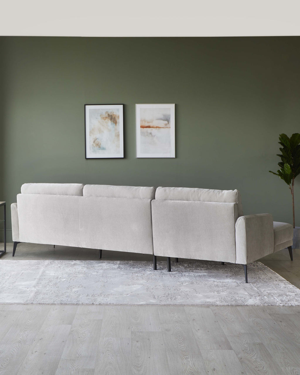 Canapé d'angle droit Brooks en tissu gris clair avec méridienne