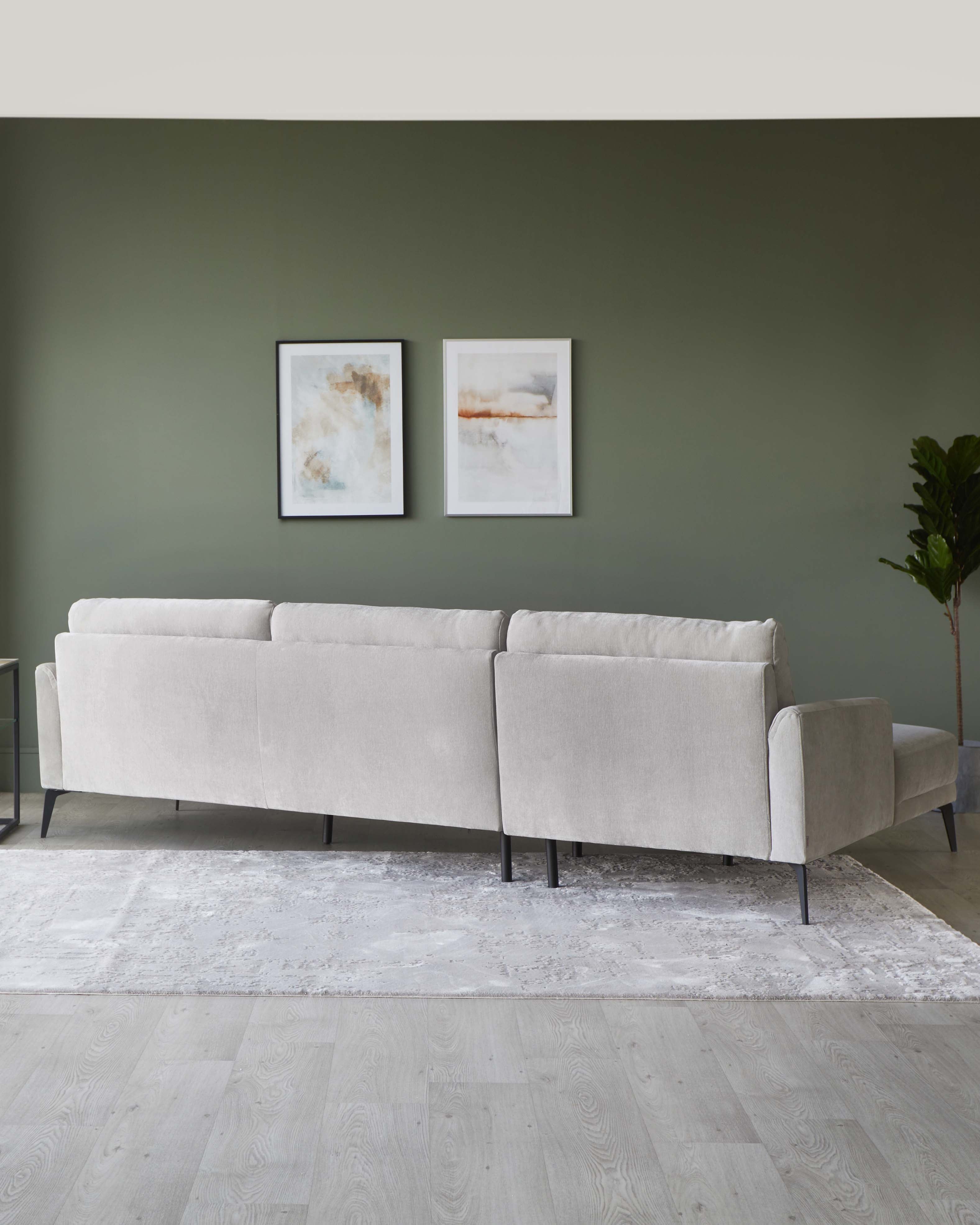 Canapé d'angle droit Brooks en tissu gris clair avec méridienne