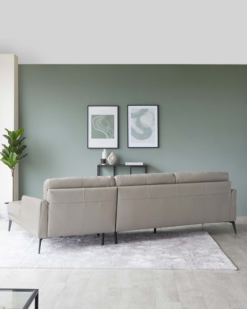 Canapé d'angle gauche Brooks en cuir gris clair avec méridienne