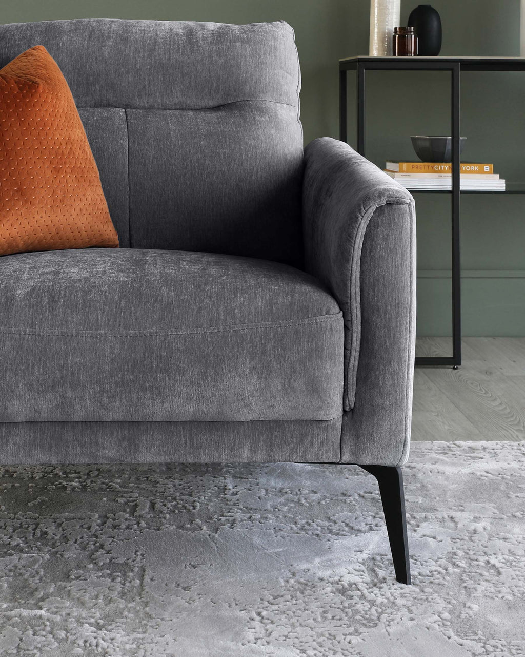 Fauteuil Brooks en tissu gris foncé