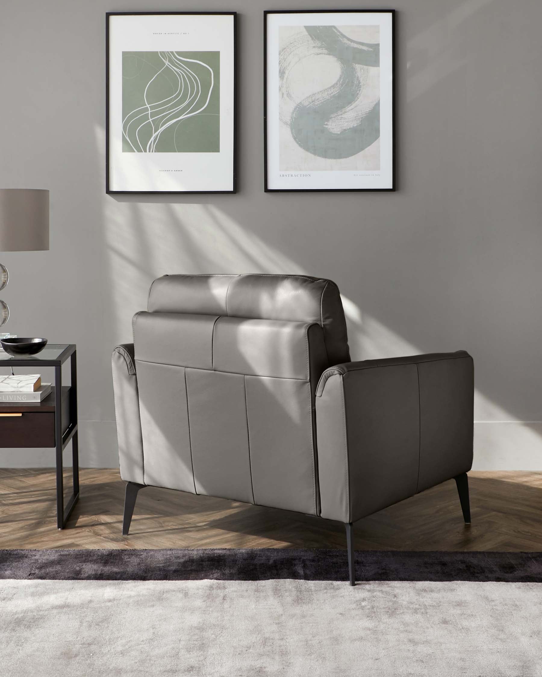 Fauteuil en cuir gris foncé Brooks