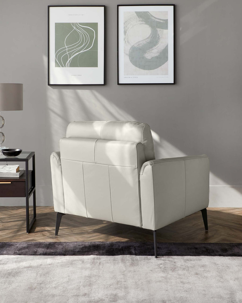 Fauteuil en cuir gris clair Brooks