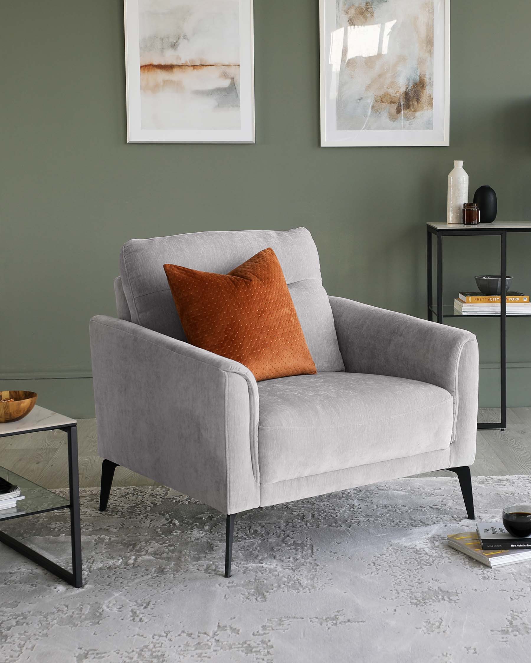 Fauteuil Brooks en tissu gris clair
