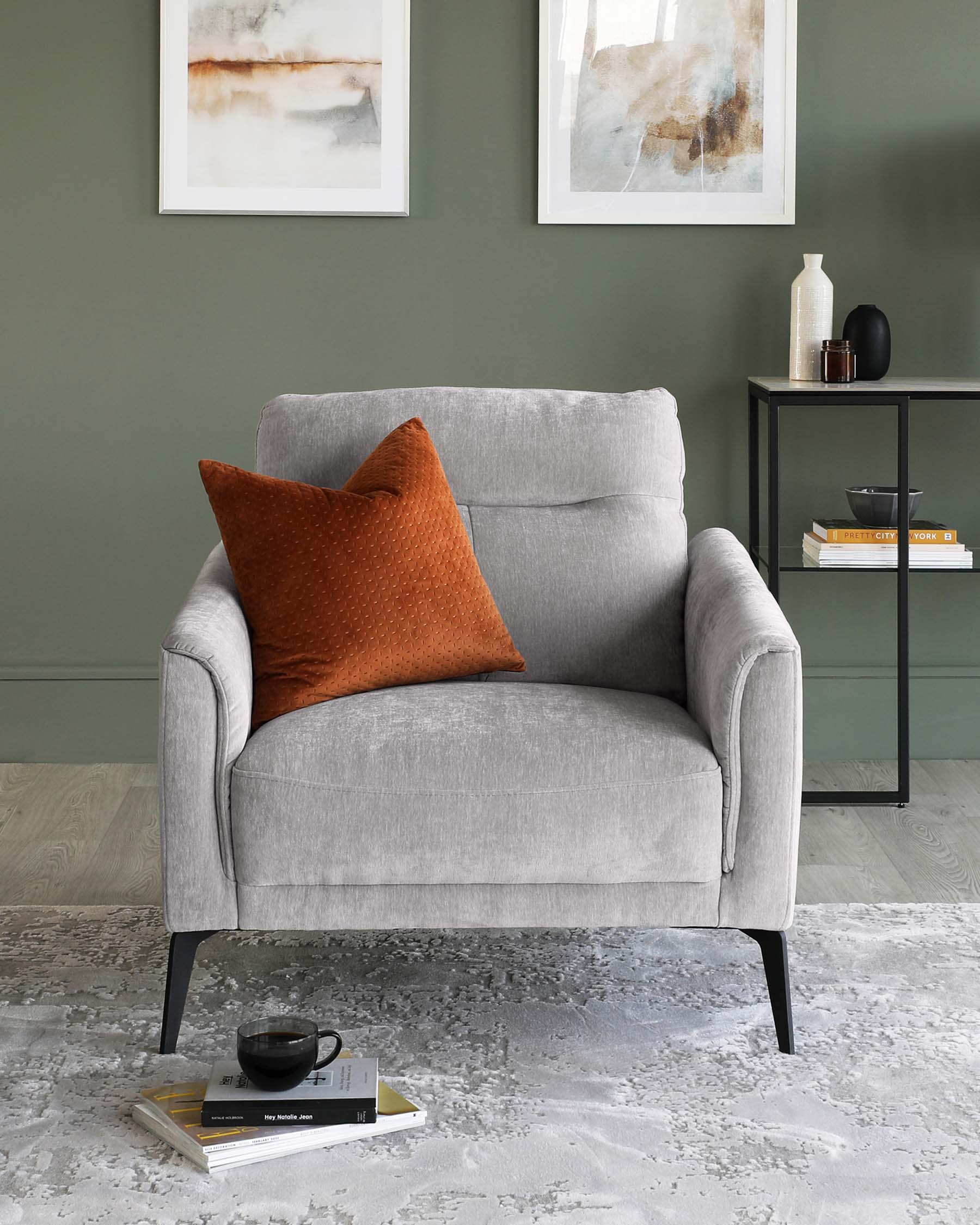 Fauteuil Brooks en tissu gris clair