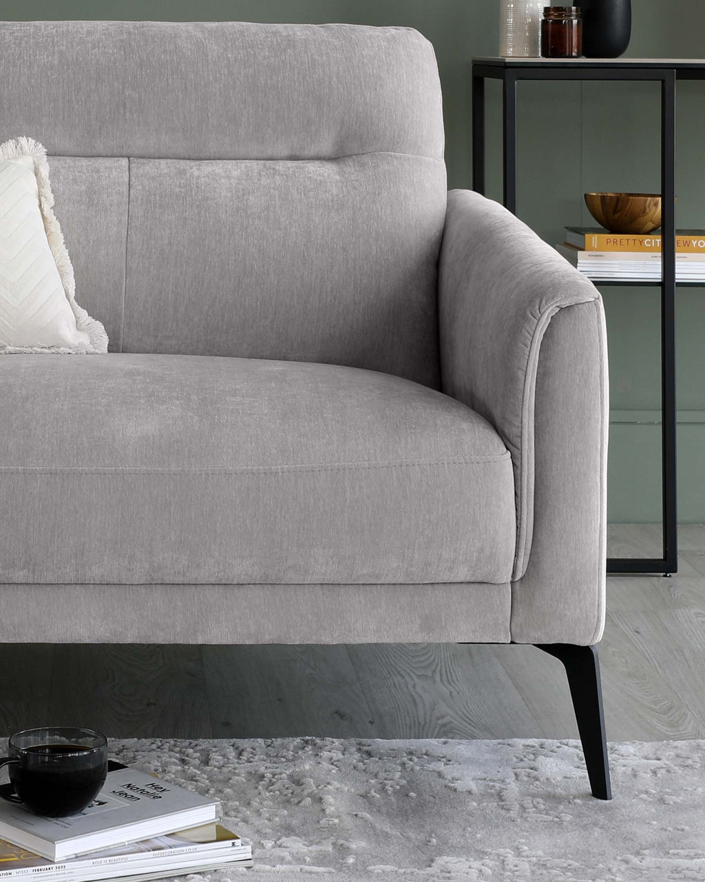 Canapé 3 places Brooks en tissu plissé gris clair