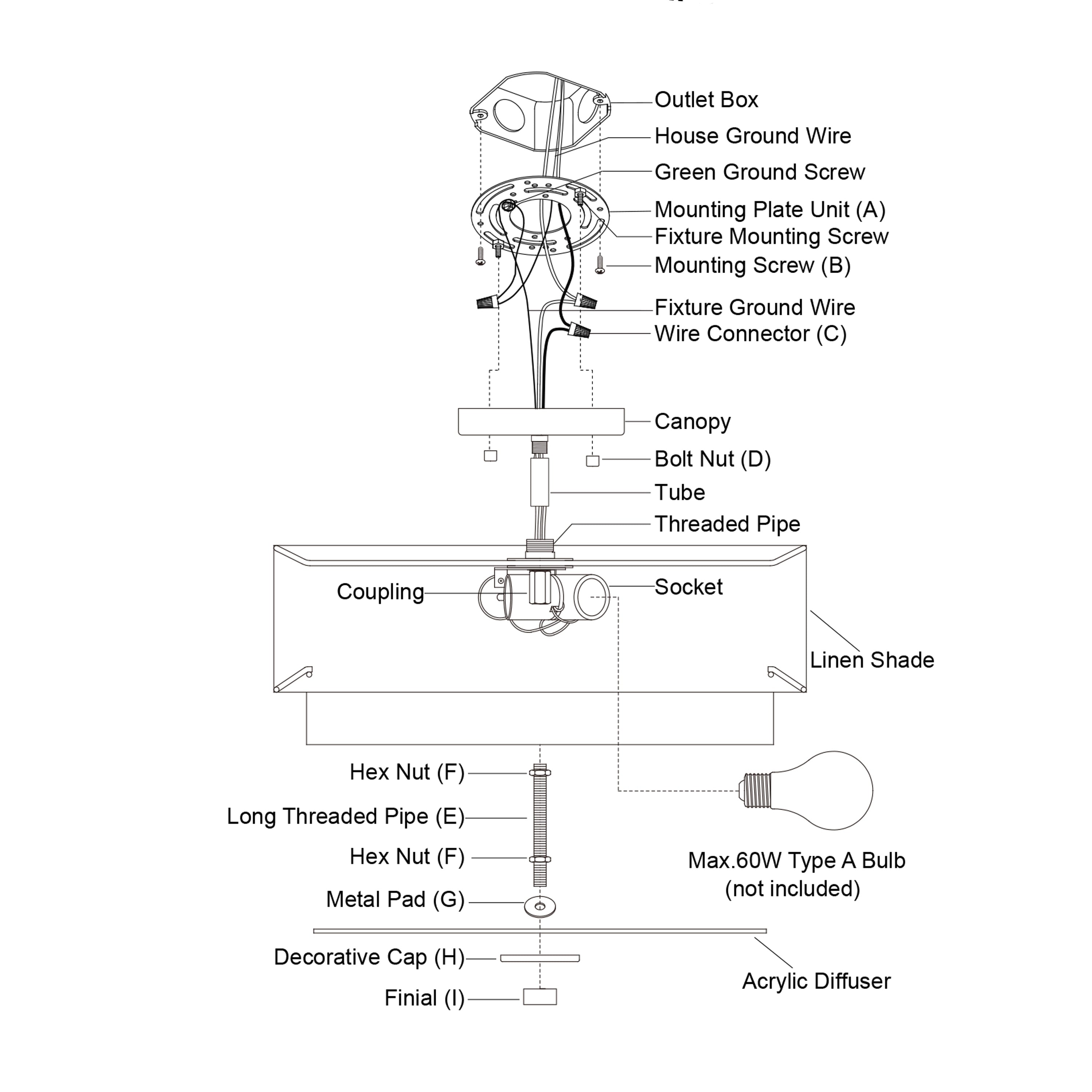 Plafonnier moderne du milieu du siècle de Burnaby avec abat-jour tambour en lin blanc