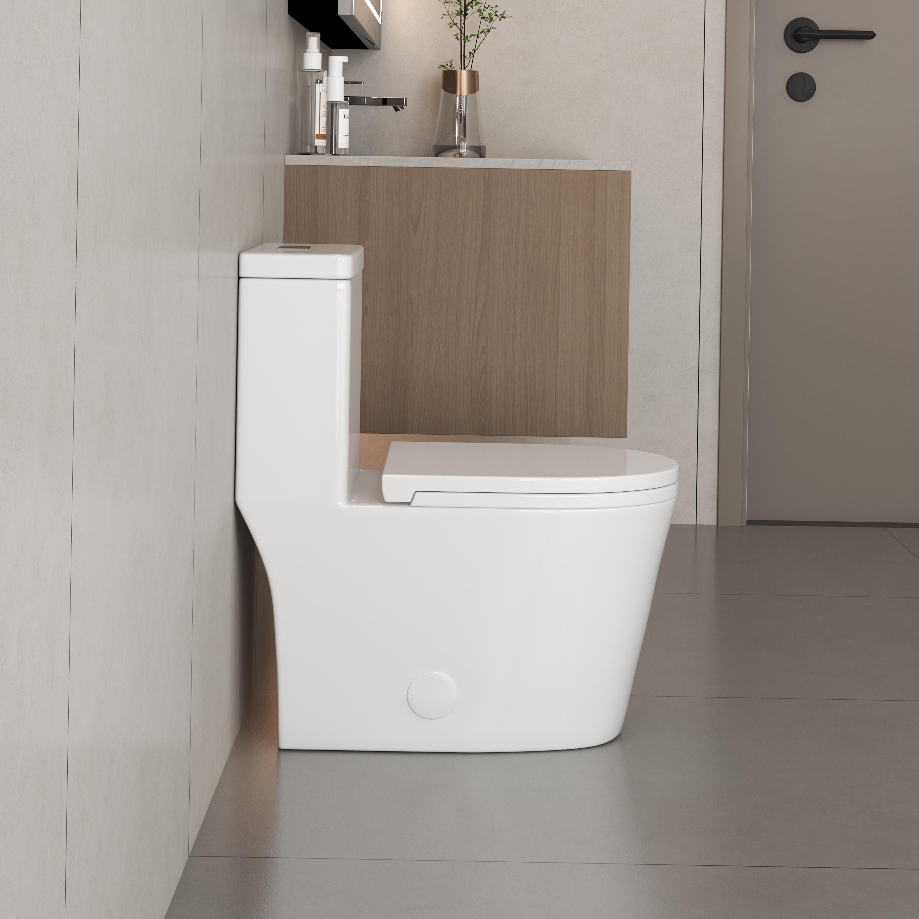 Toilette compacte monobloc CB HOME 24 po, siphon moderne à double chasse, siège à fermeture douce, hauteur confortable 16,5 po