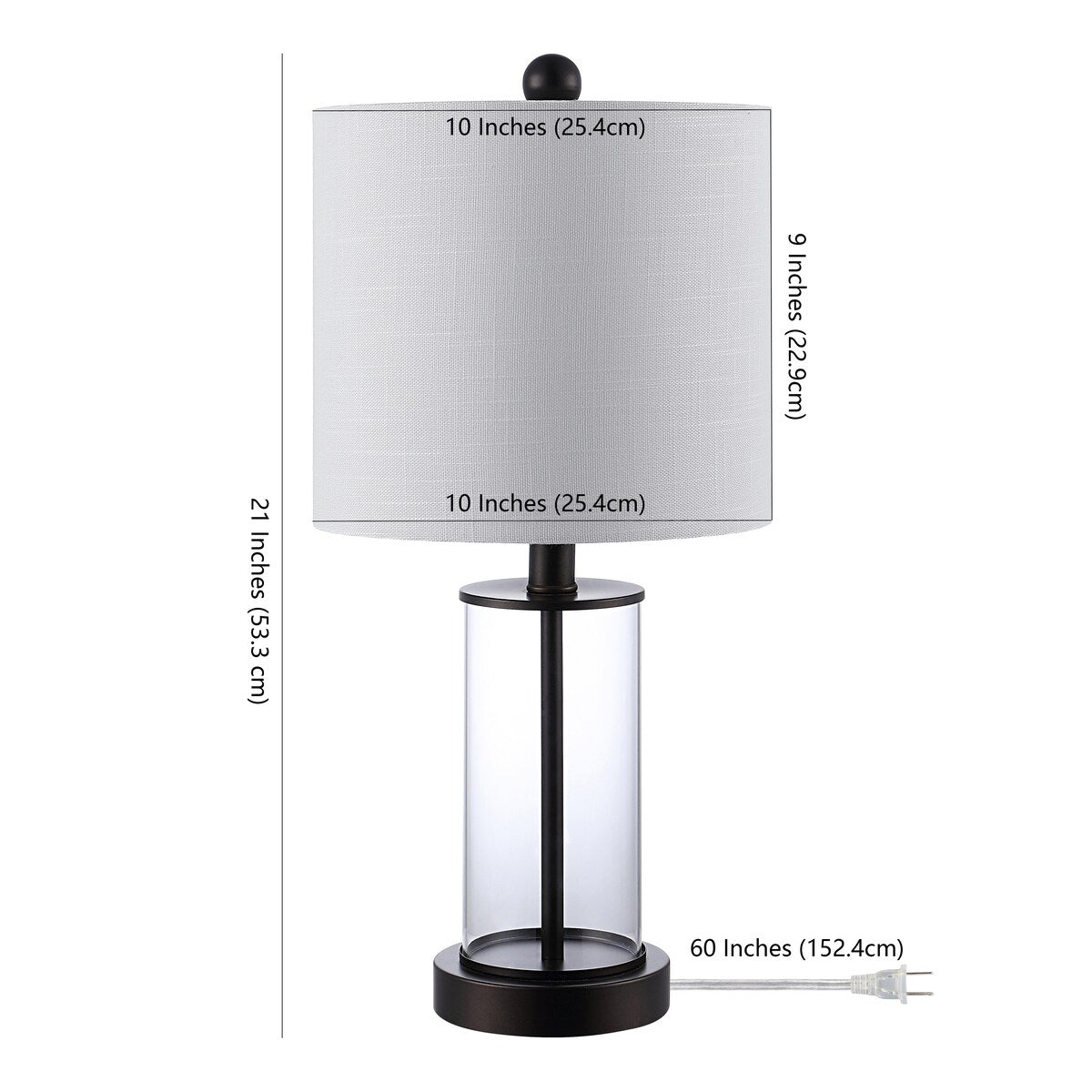 Lampe de table à LED Cabell 21 en verre, contemporaine et moderne, avec chargeur USB, bronze huilé (lot de 2) par JONATHAN Y