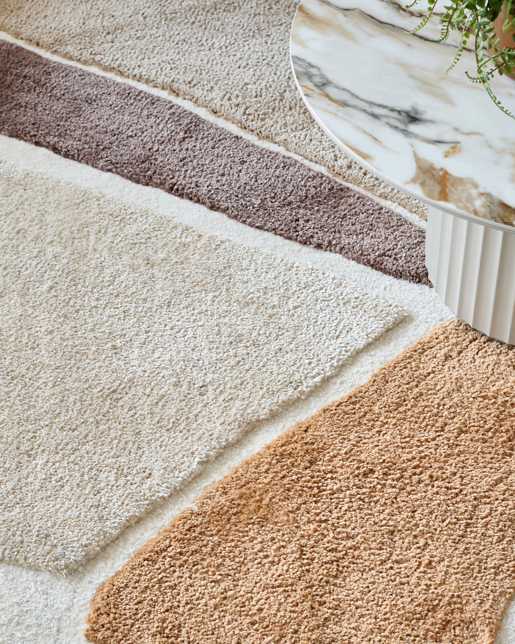 Petit tapis texturé en calicot crème et moka