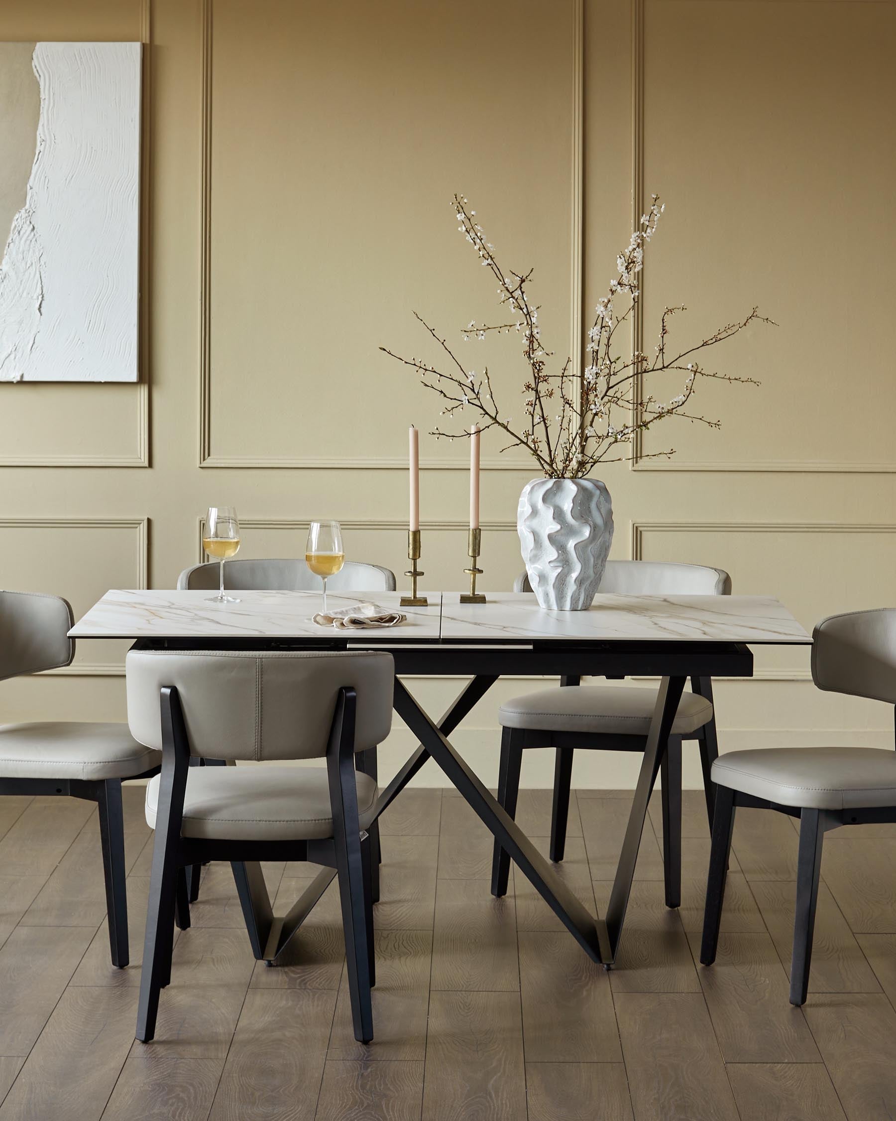 Table de salle à manger extensible en céramique naturelle Calenzano, 6 à 8 places