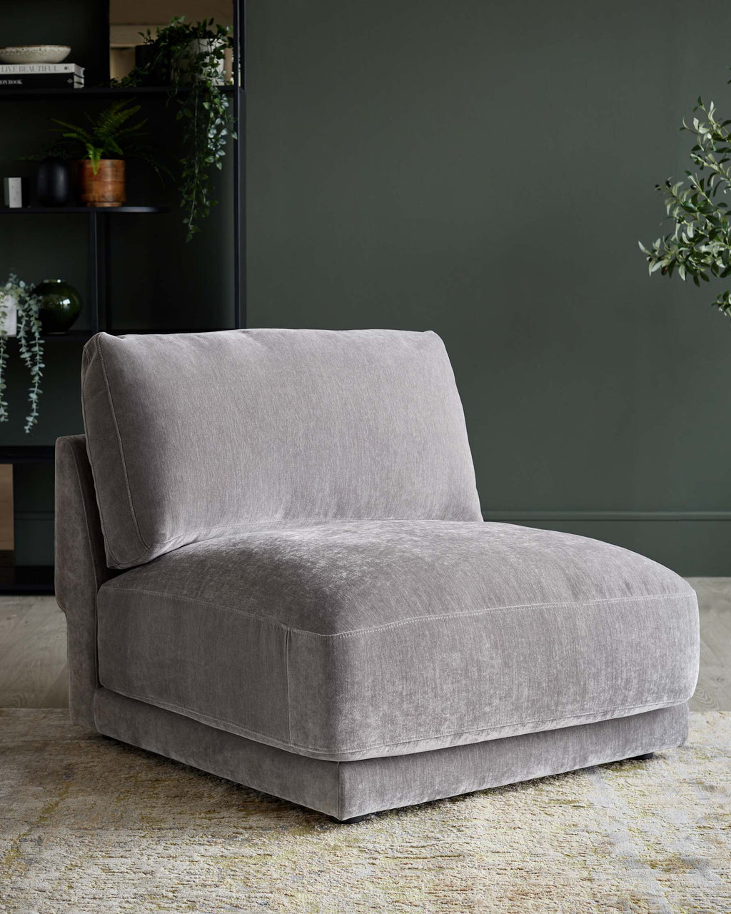 Module de canapé simple en tissu gris moyen Casey