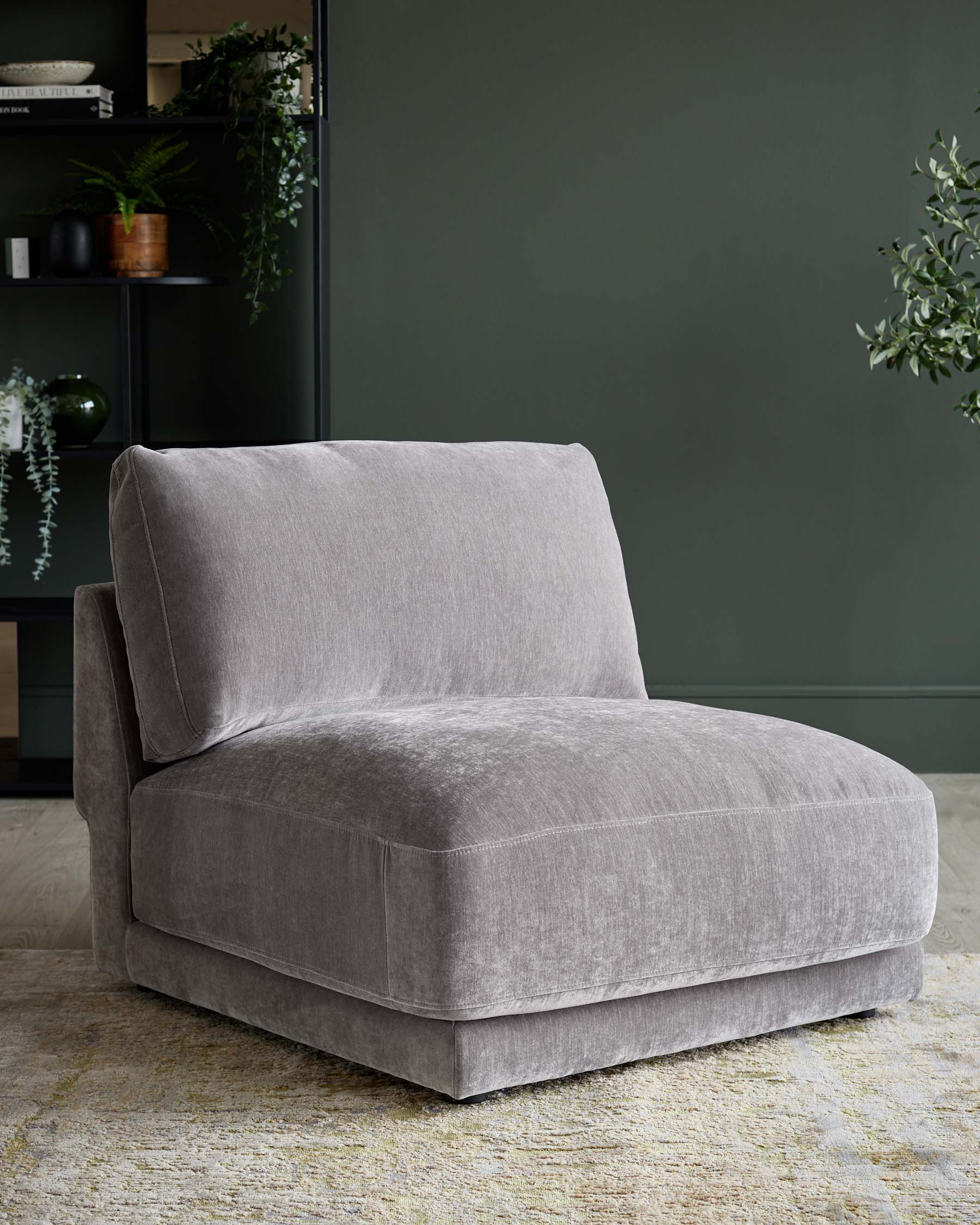 Module de canapé simple en tissu gris moyen Casey