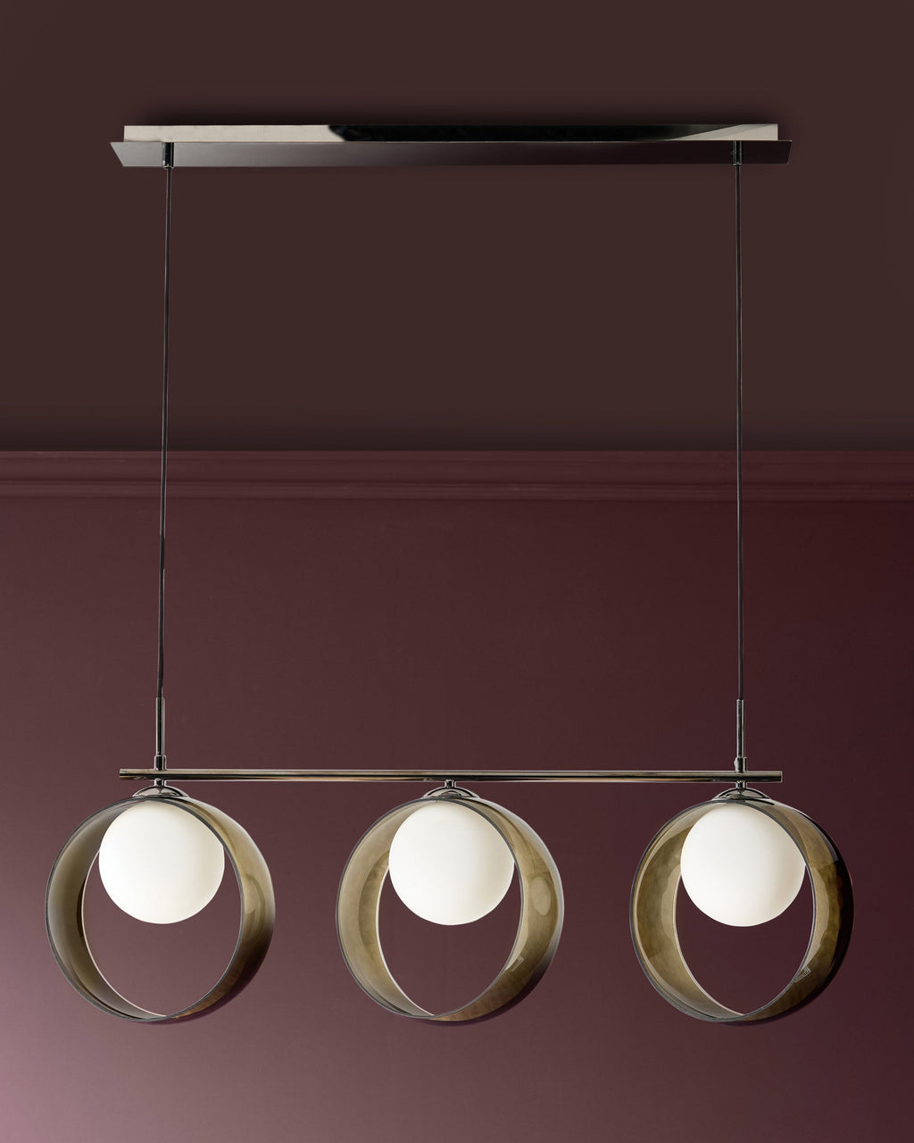 Suspension réglable à 3 barres en verre vert Chloé