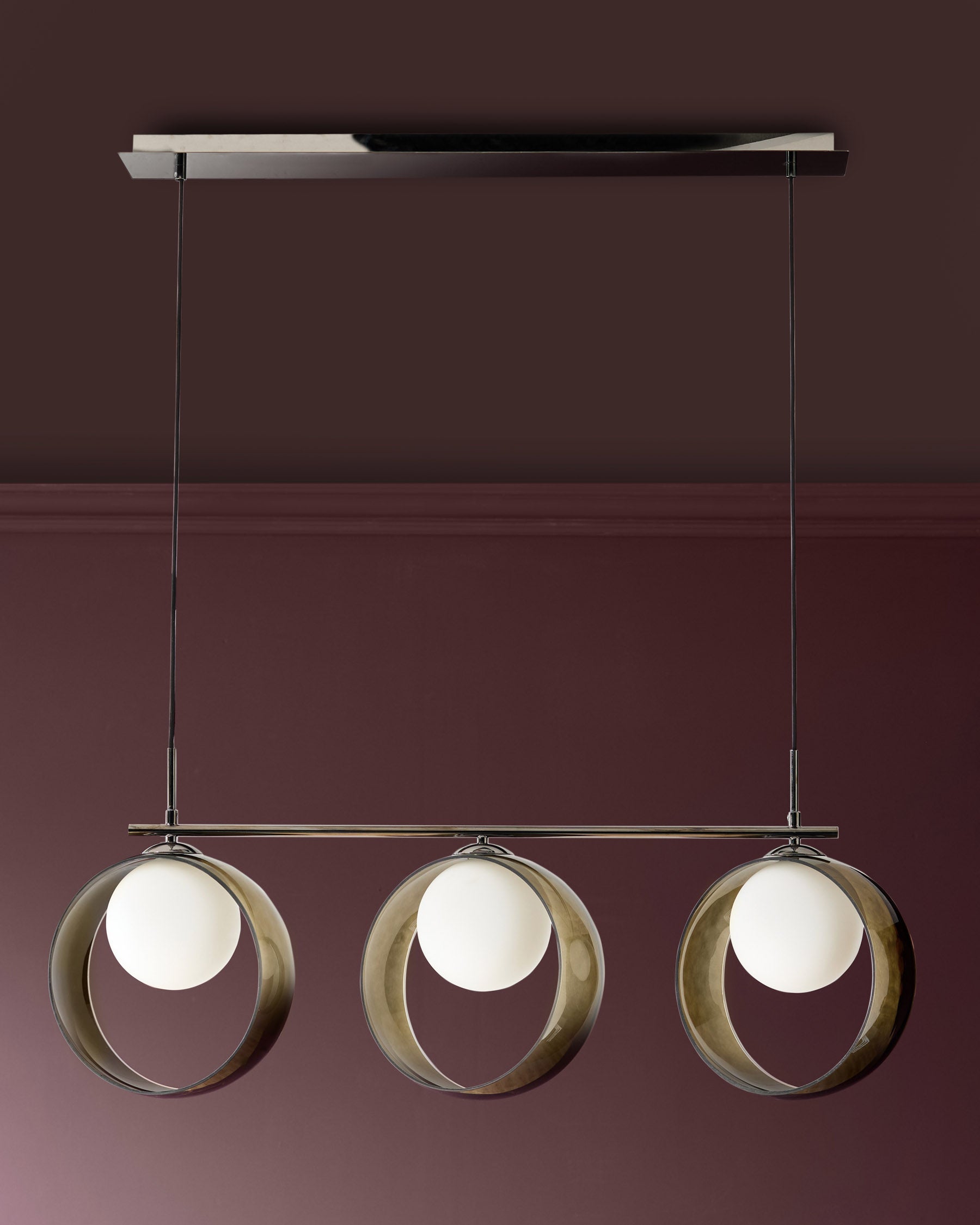 Suspension réglable à 3 barres en verre vert Chloé