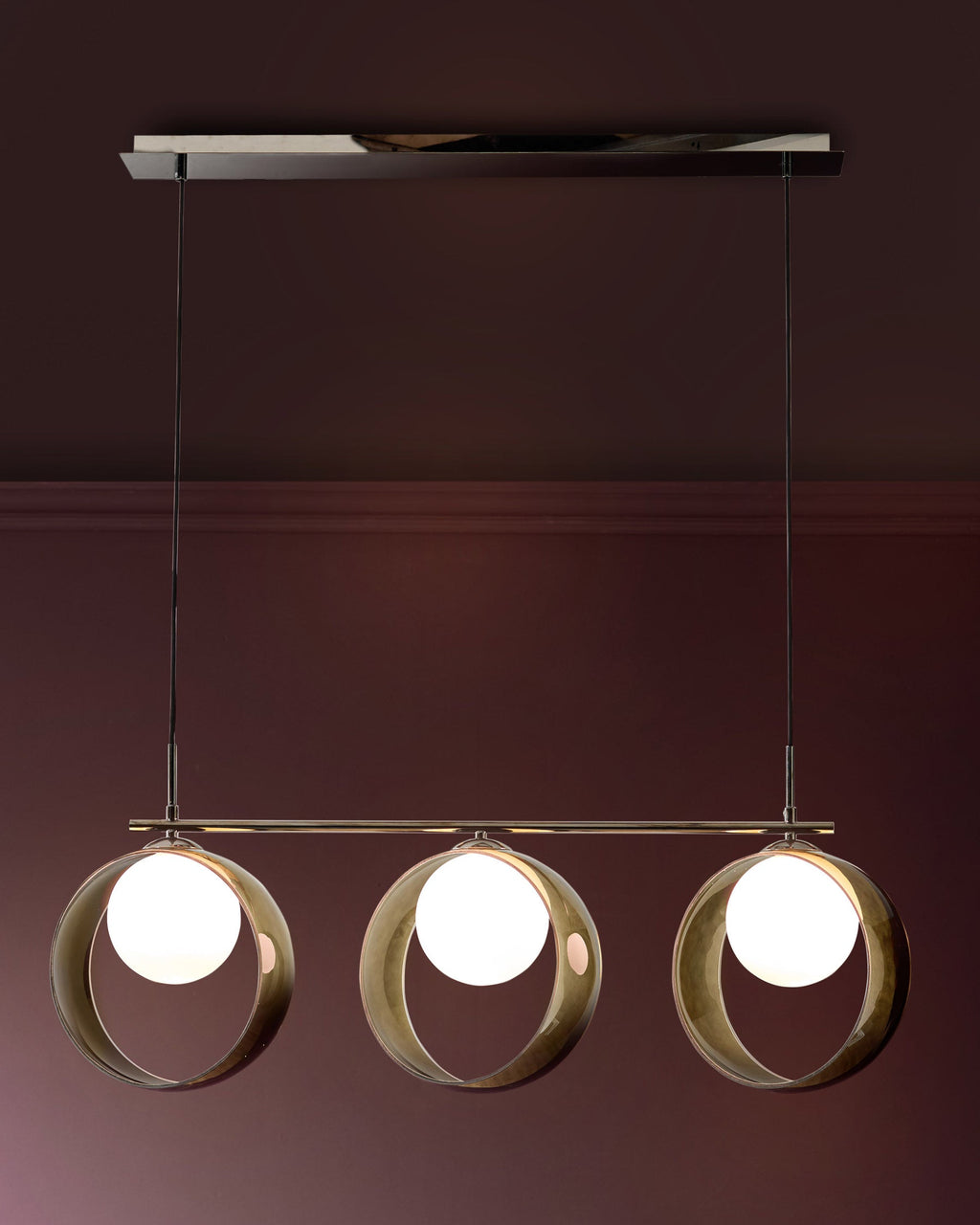 Suspension réglable à 3 barres en verre vert Chloé