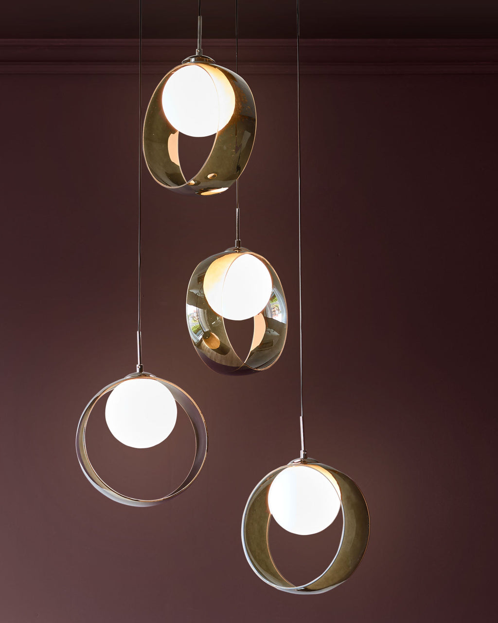 Suspension réglable Chloé en verre vert avec LED et 4 gouttes