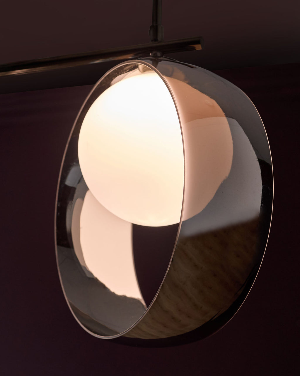 Pendentif réglable Chloé en verre chromé argenté à 3 barres