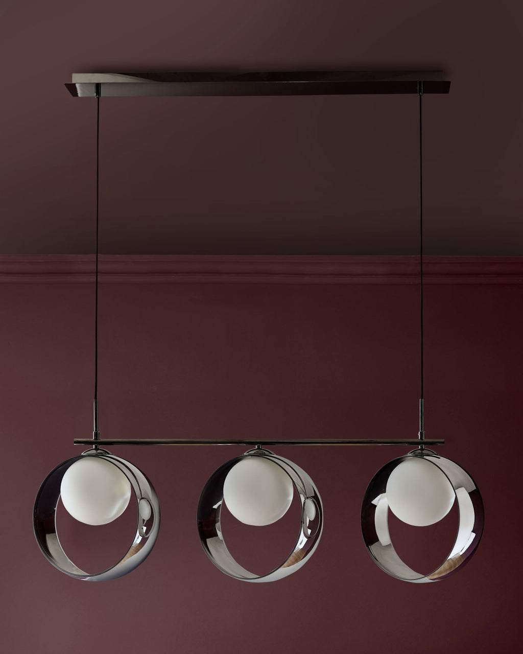 Pendentif réglable Chloé en verre chromé argenté à 3 barres