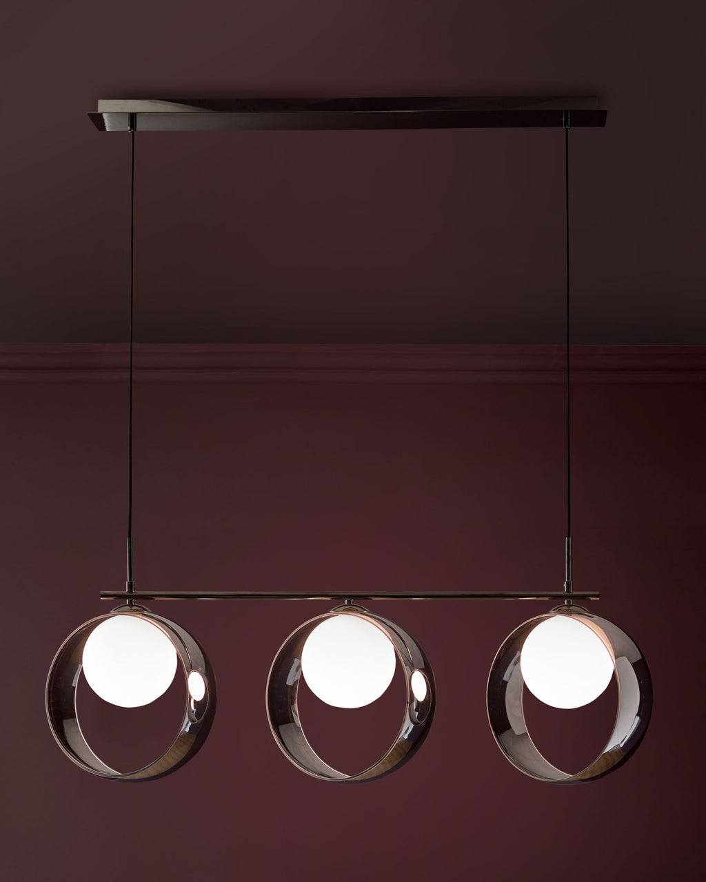 Pendentif réglable Chloé en verre chromé argenté à 3 barres