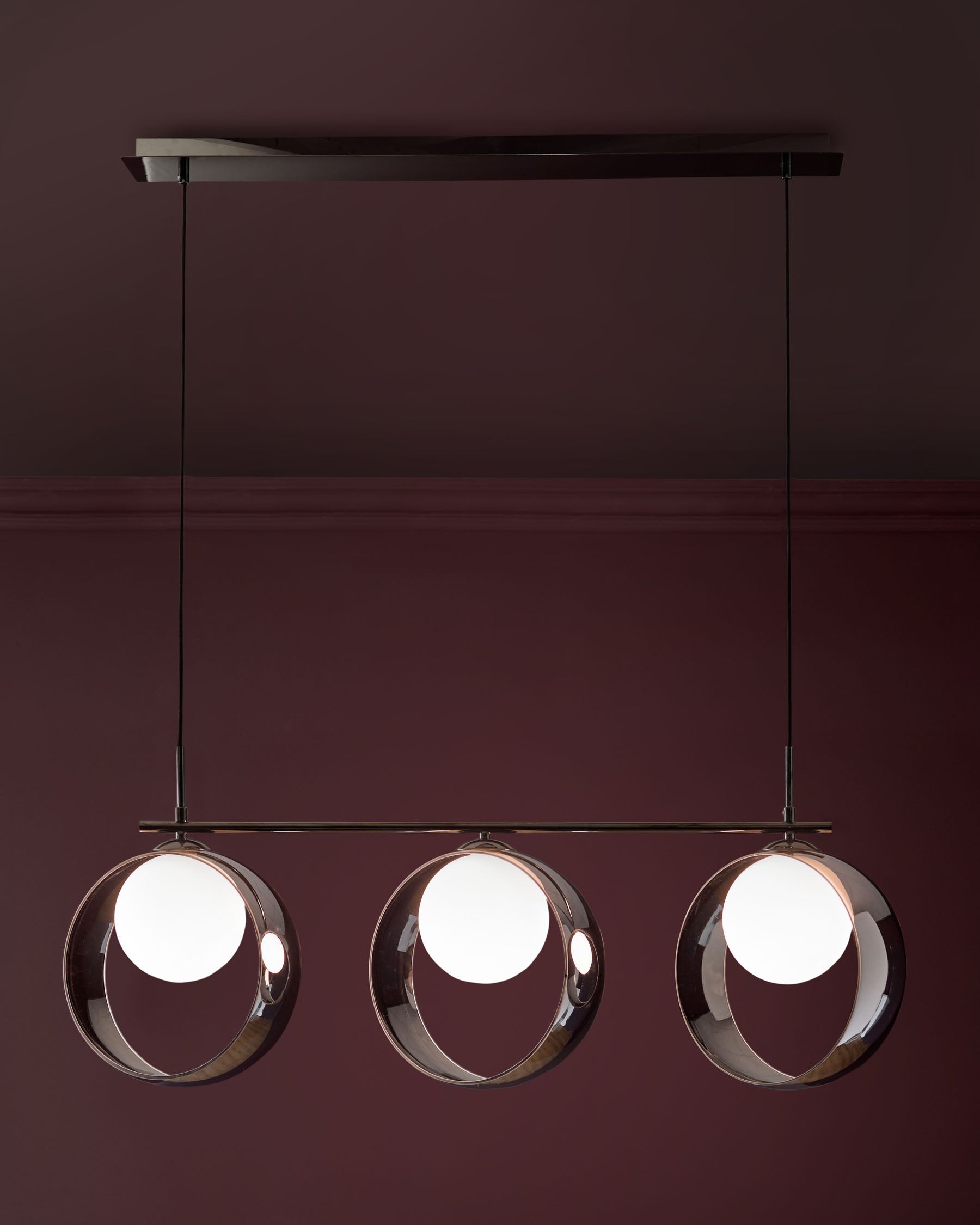 Pendentif réglable Chloé en verre chromé argenté à 3 barres