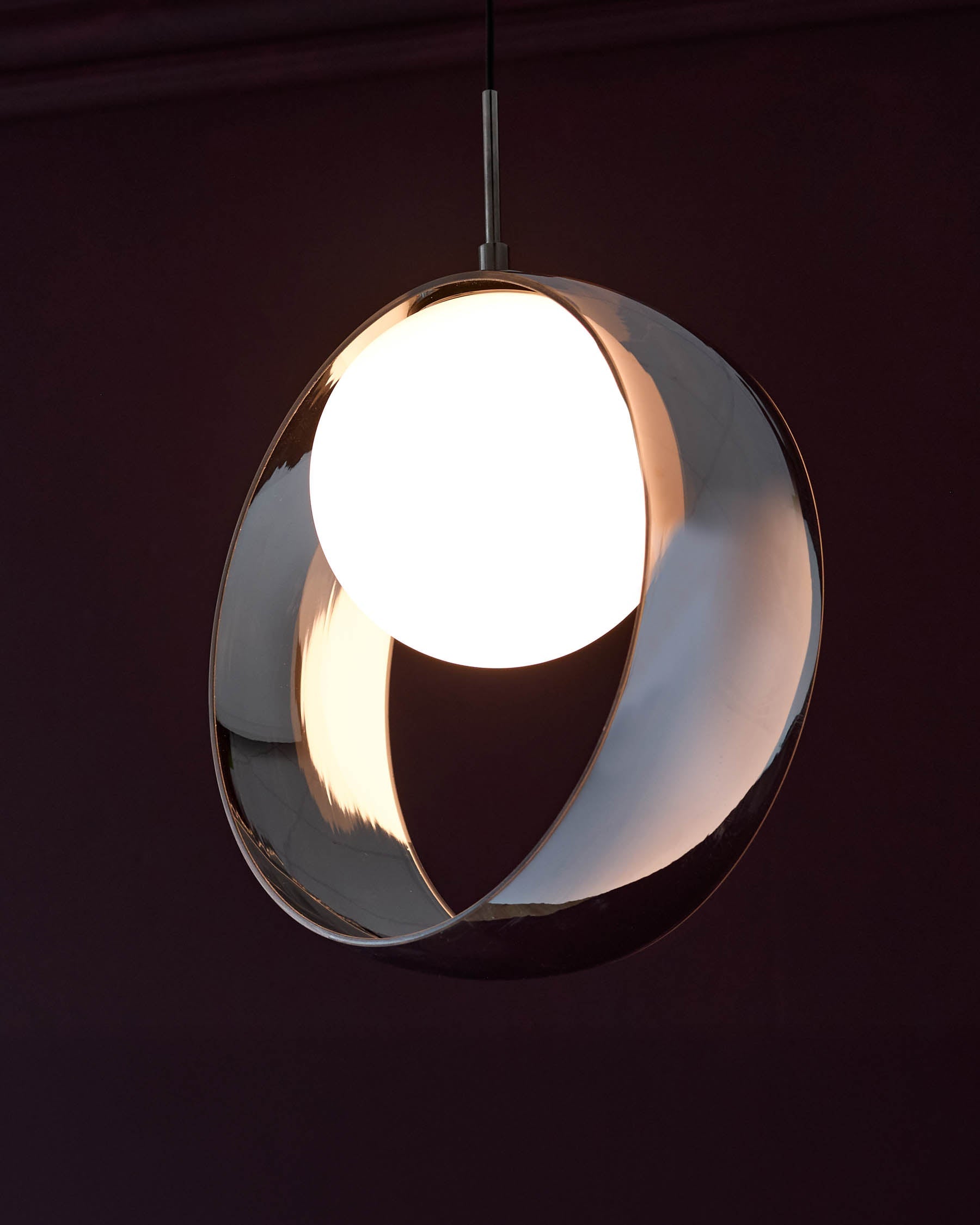 Suspension Chloé argentée en verre chromé LED à une seule goutte réglable