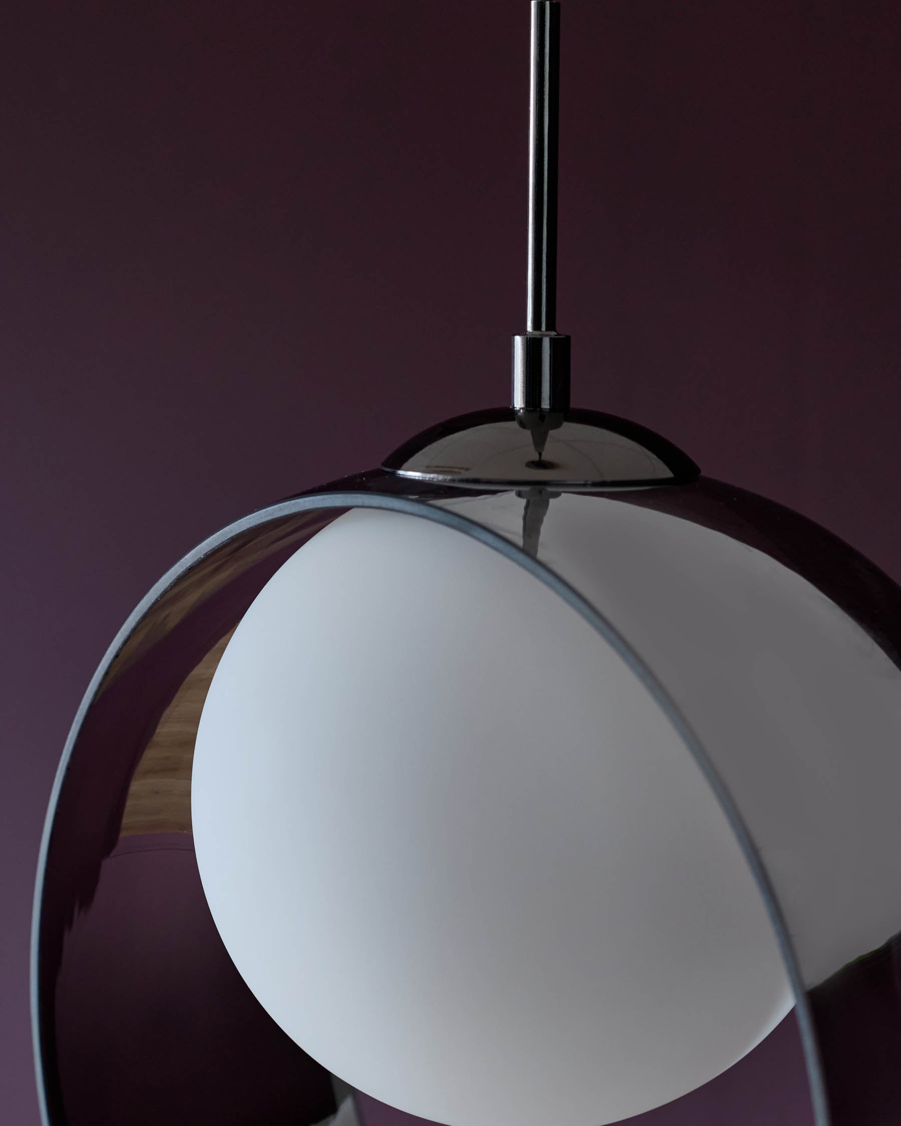 Suspension Chloé argentée en verre chromé LED à une seule goutte réglable