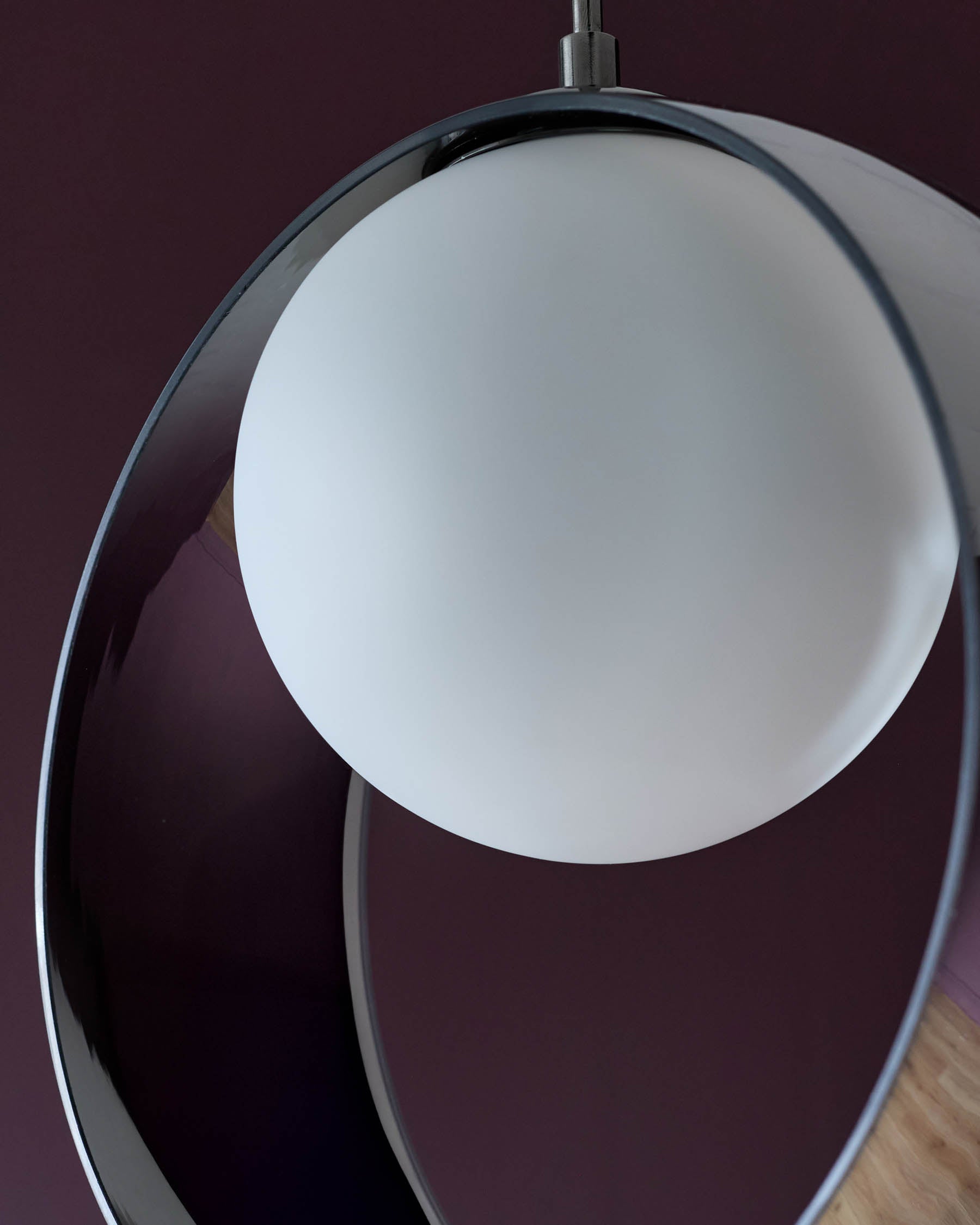 Suspension Chloé argentée en verre chromé LED à une seule goutte réglable