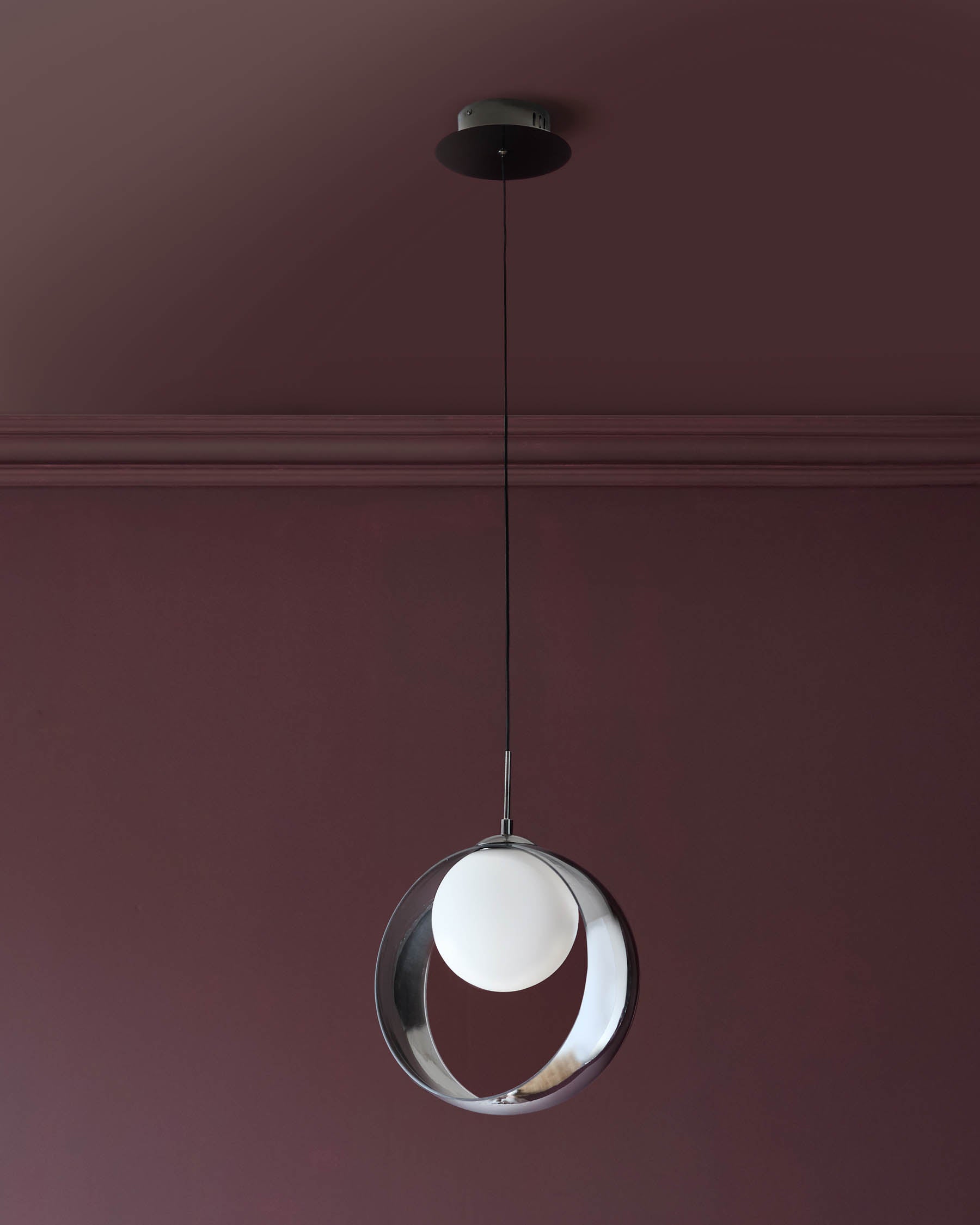 Suspension Chloé argentée en verre chromé LED à une seule goutte réglable