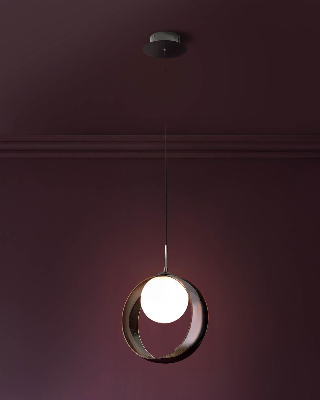 Suspension Chloé argentée en verre chromé LED à une seule goutte réglable