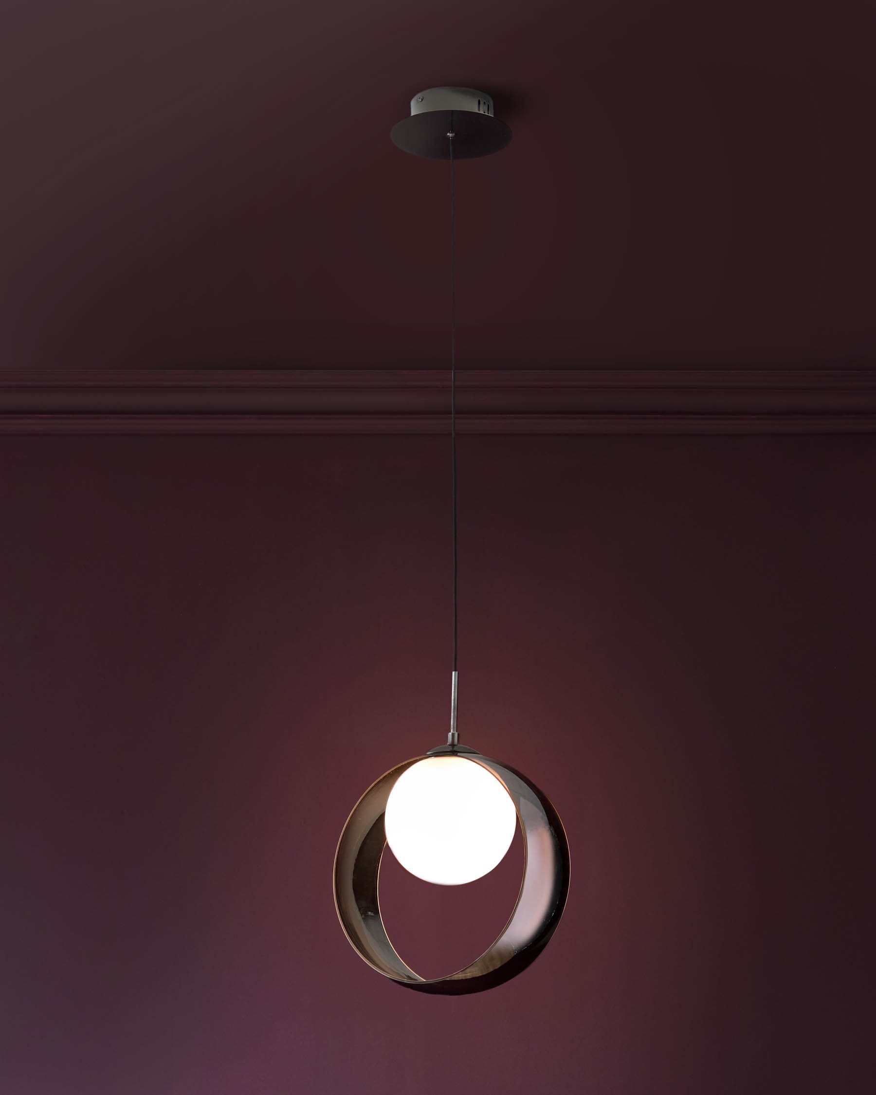 Suspension Chloé argentée en verre chromé LED à une seule goutte réglable