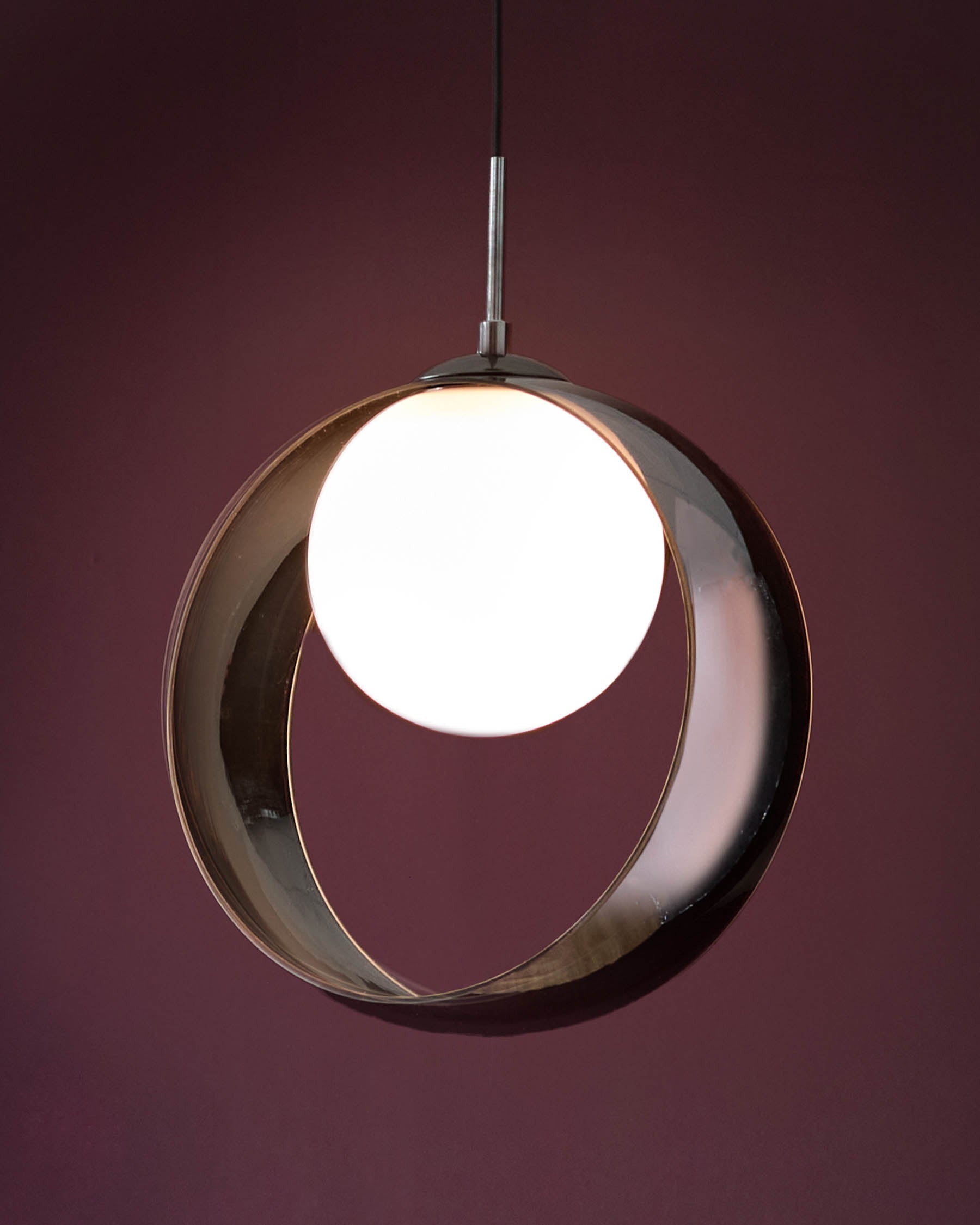 Suspension Chloé argentée en verre chromé LED à une seule goutte réglable