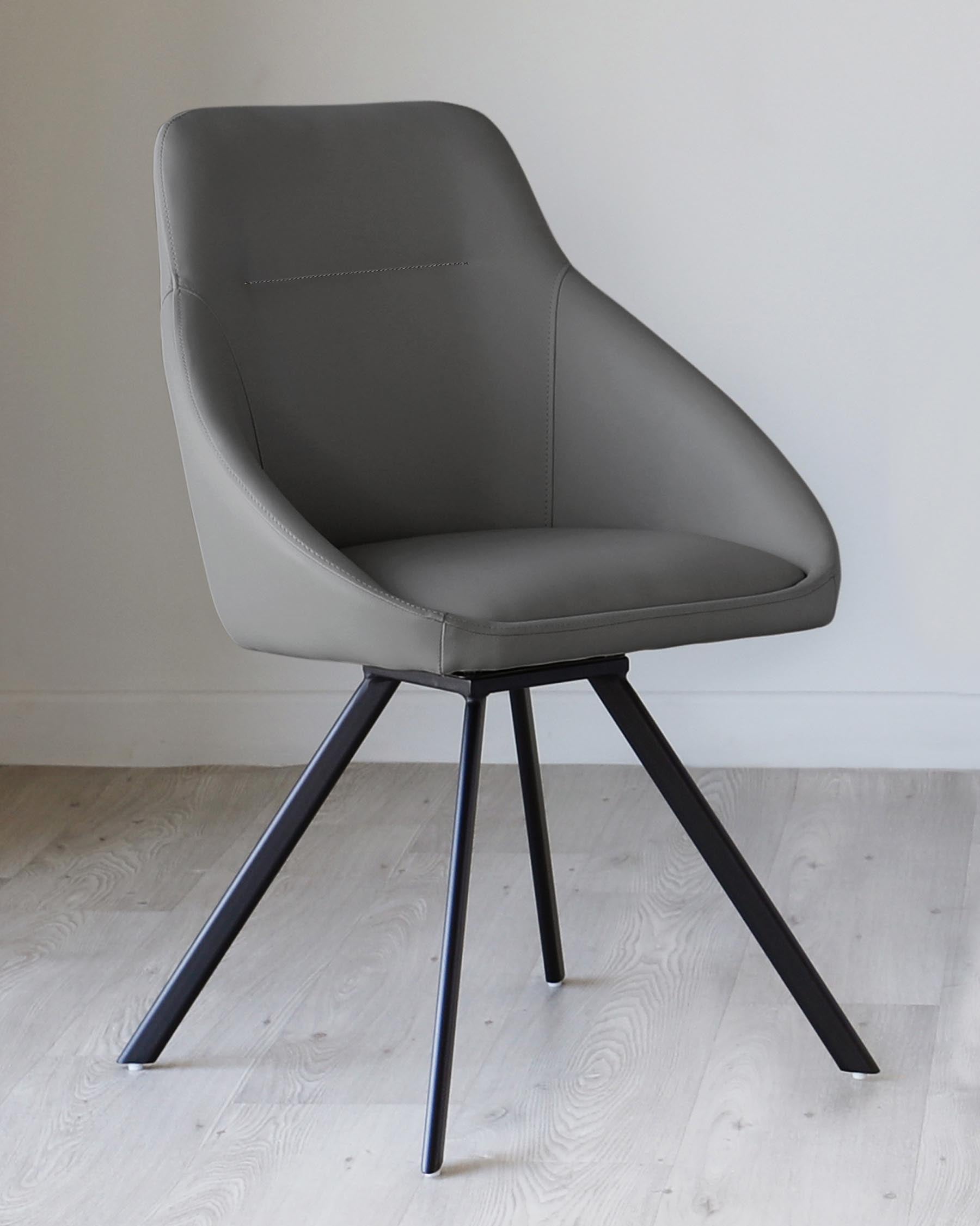 Fauteuil pivotant Cleo en similicuir gris foncé