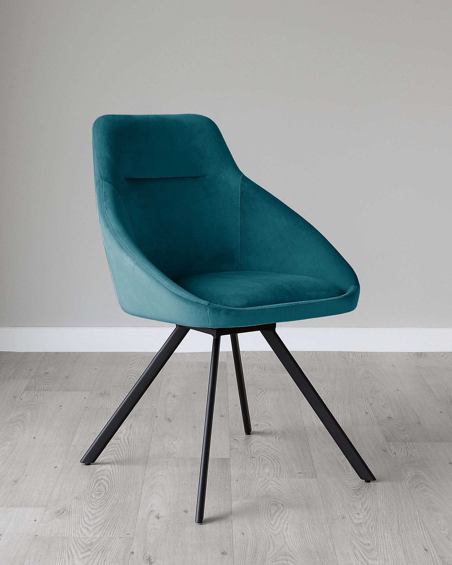 Fauteuil pivotant Cleo en velours bleu sarcelle foncé
