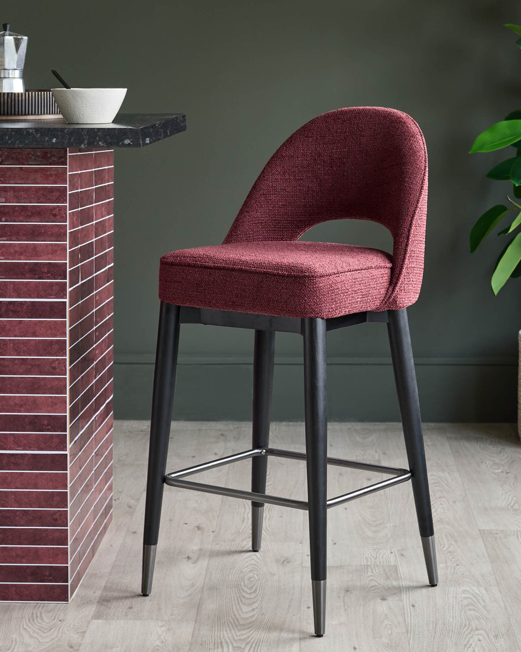 Tabouret de bar en tissu épais rouge trèfle