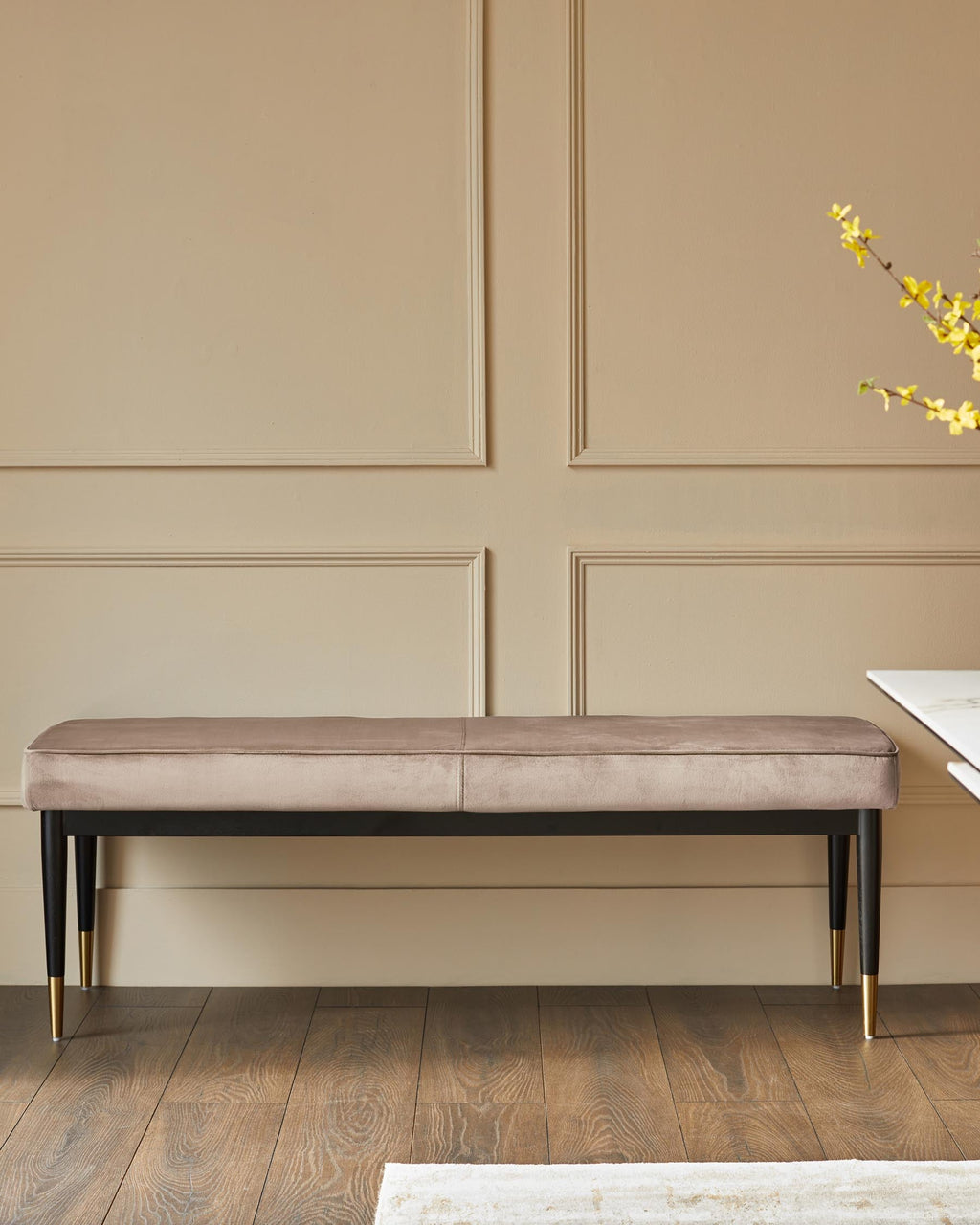 Banc Clover en velours champagne sans dossier