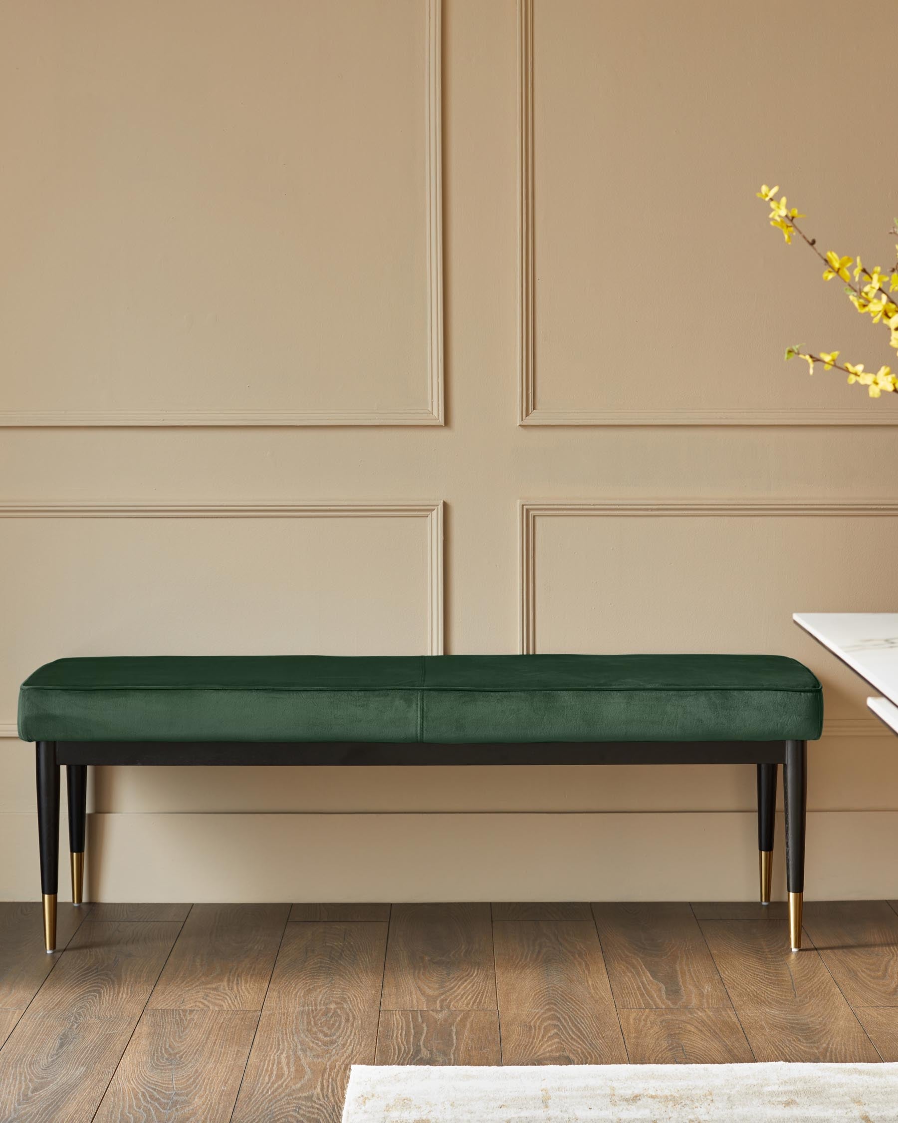 Banc Clover en velours vert foncé sans dossier