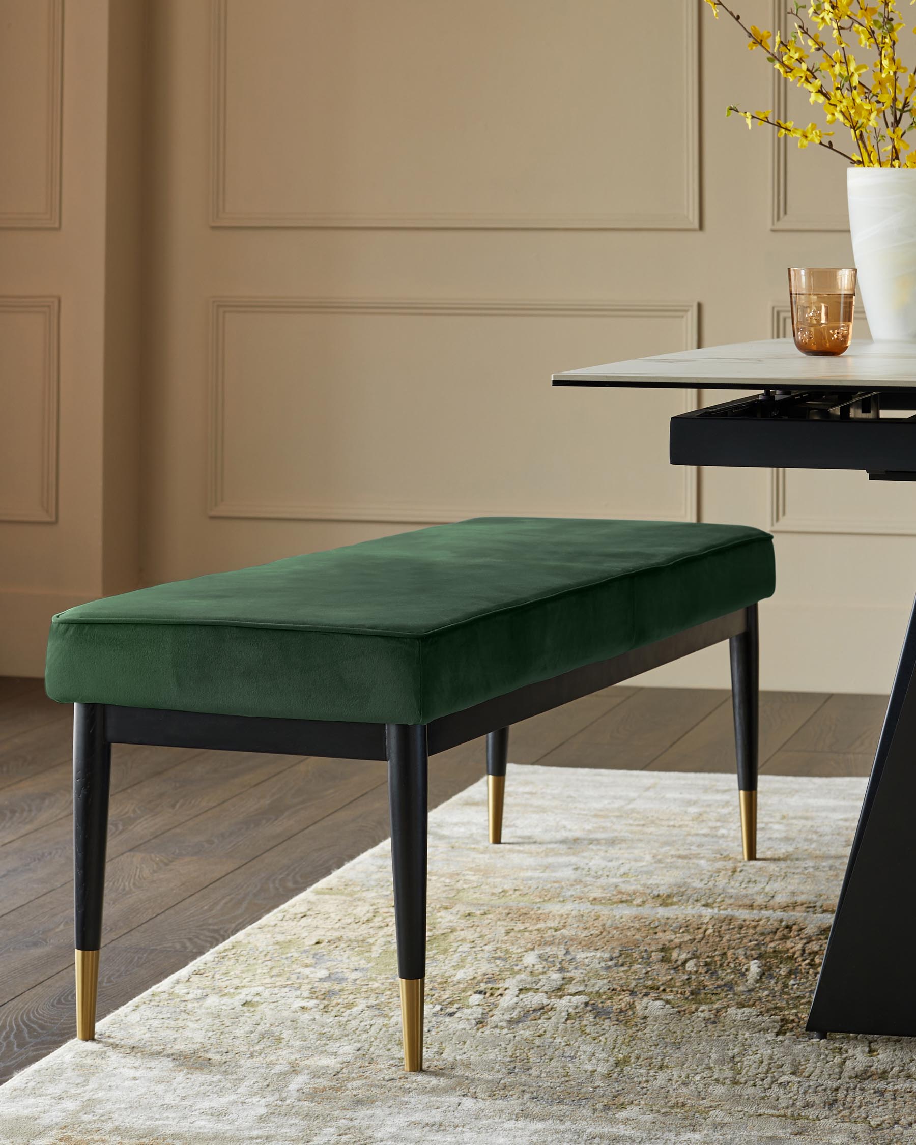 Banc Clover en velours vert foncé sans dossier