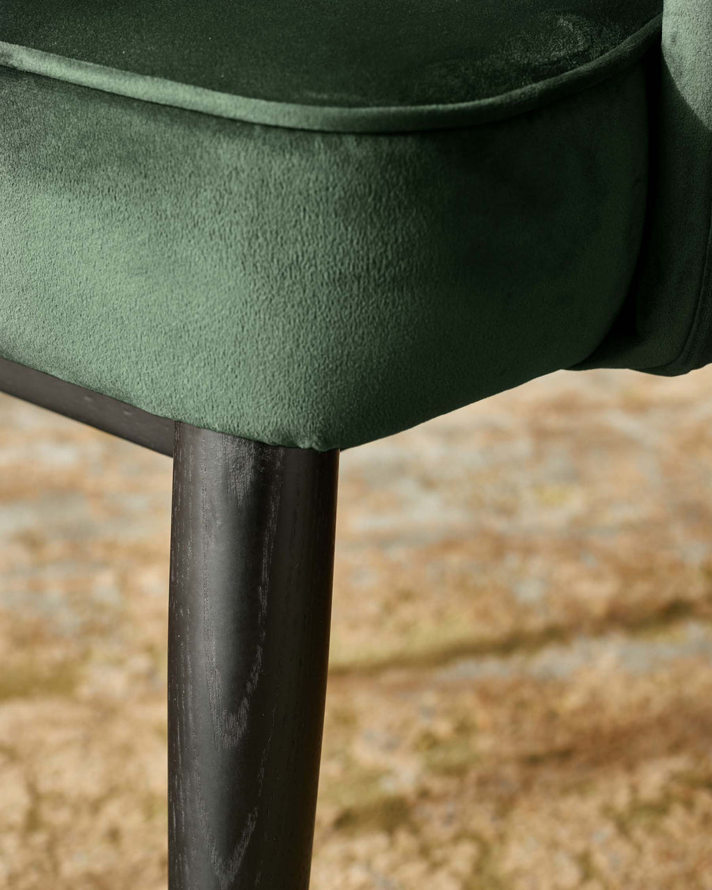 Fauteuil de salle à manger Clover en velours vert foncé et laiton