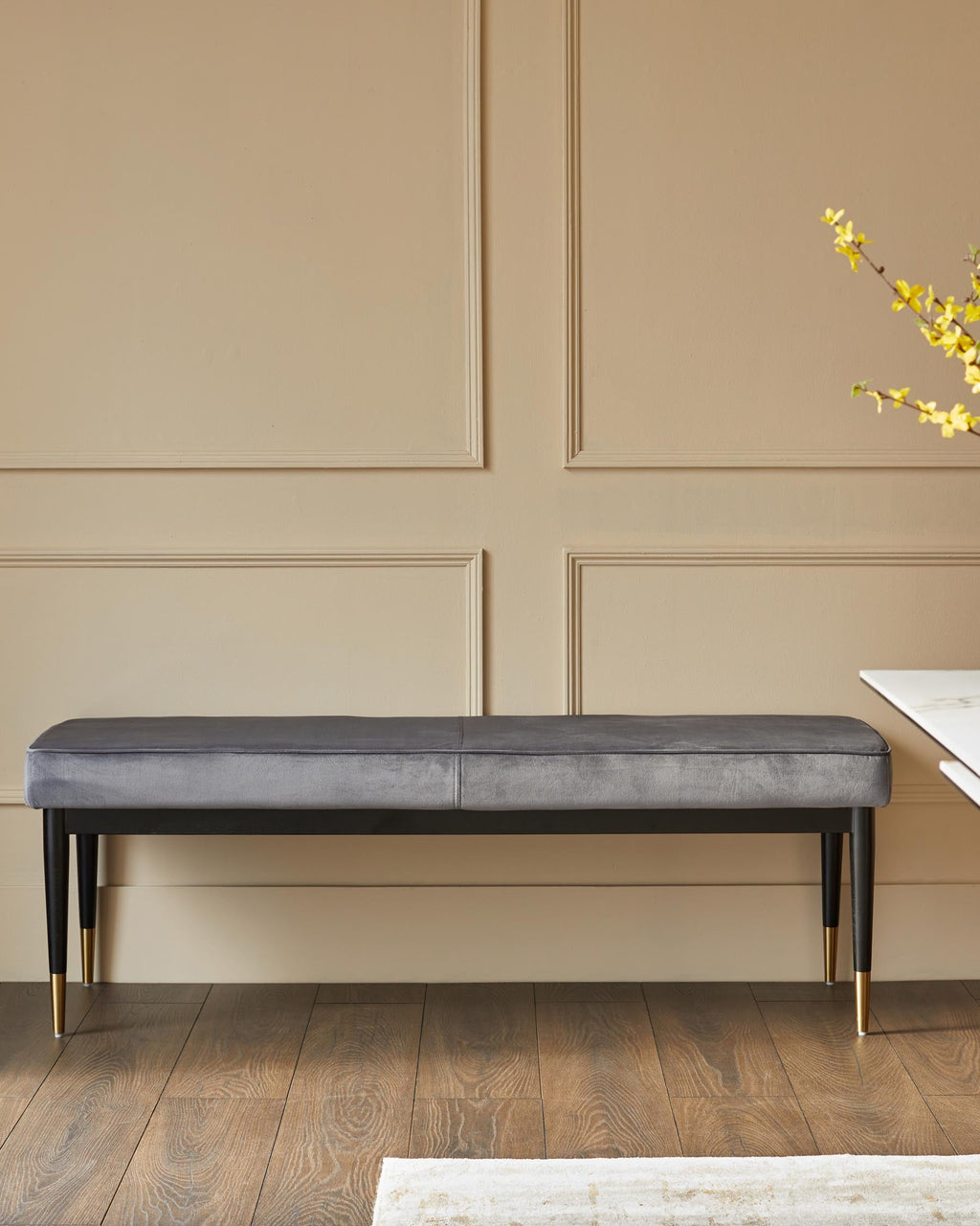 Banc Clover en velours gris foncé sans dossier