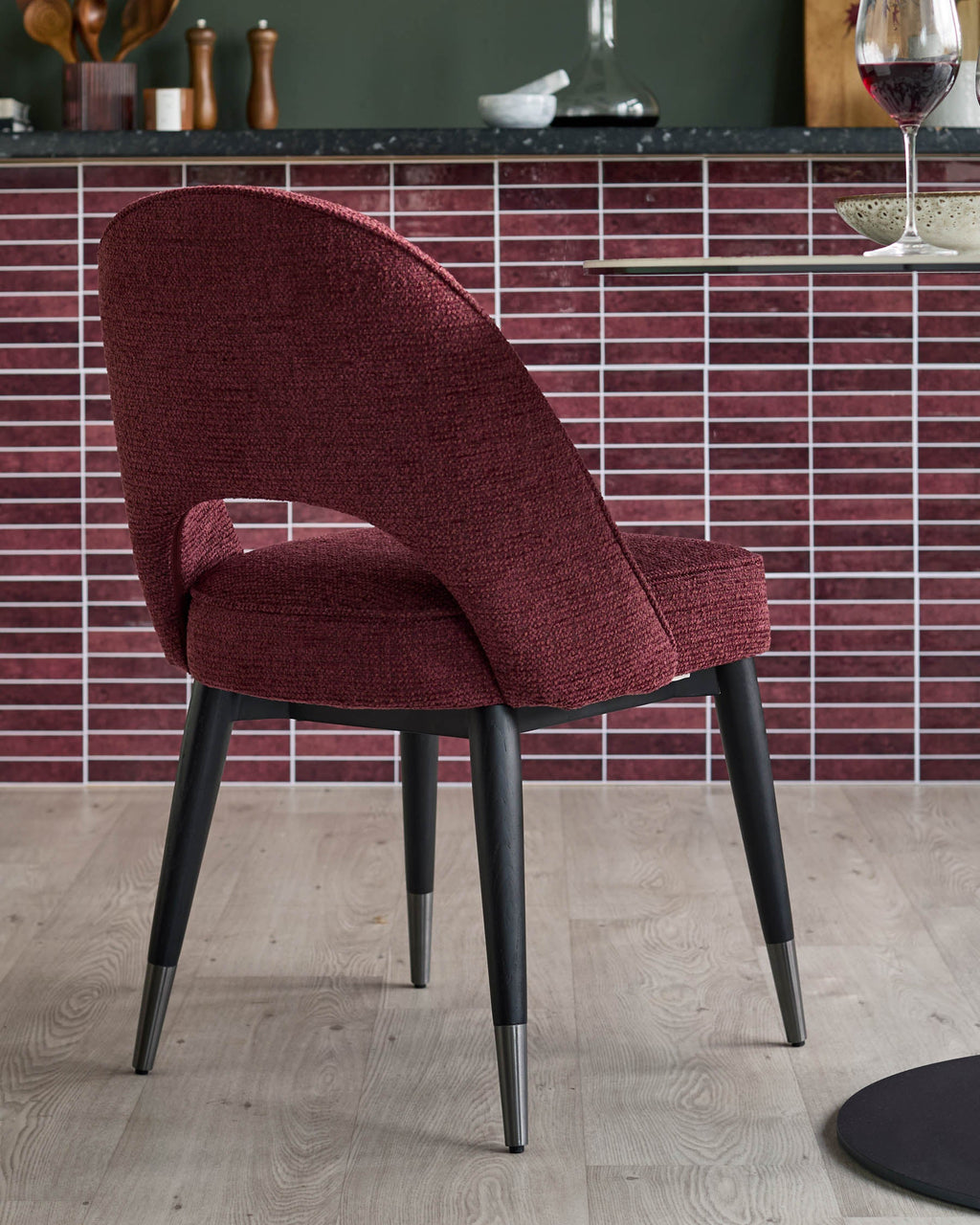 Chaise de salle à manger en tissu épais rouge trèfle