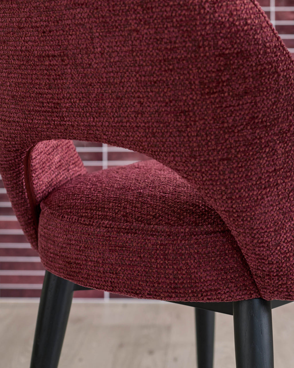Chaise de salle à manger en tissu épais rouge trèfle