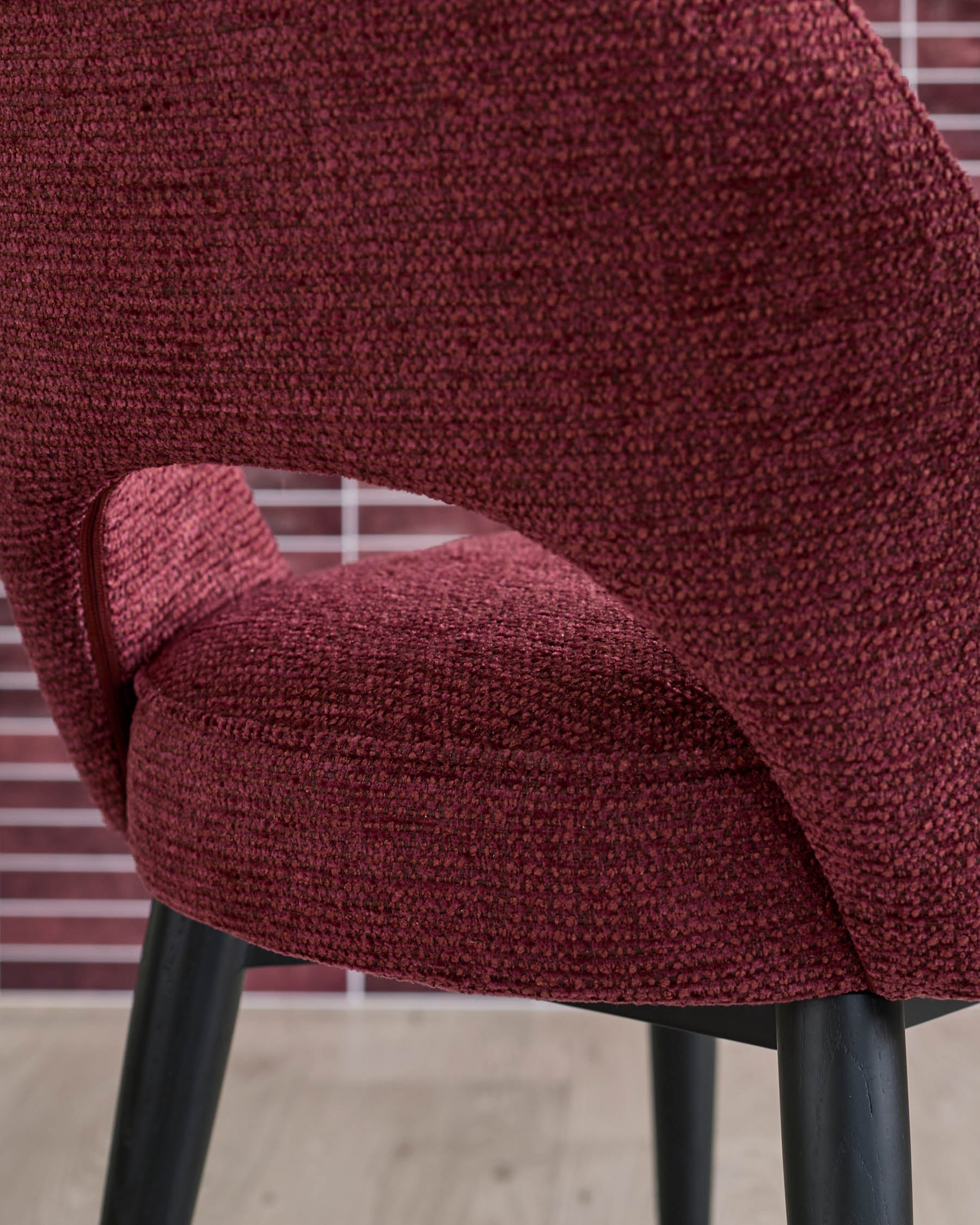 Chaise de salle à manger en tissu épais rouge trèfle