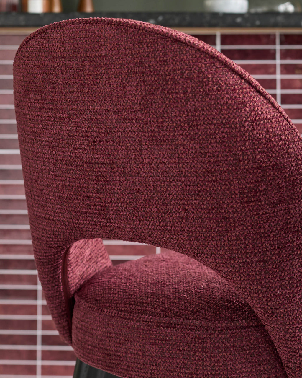 Chaise de salle à manger en tissu épais rouge trèfle