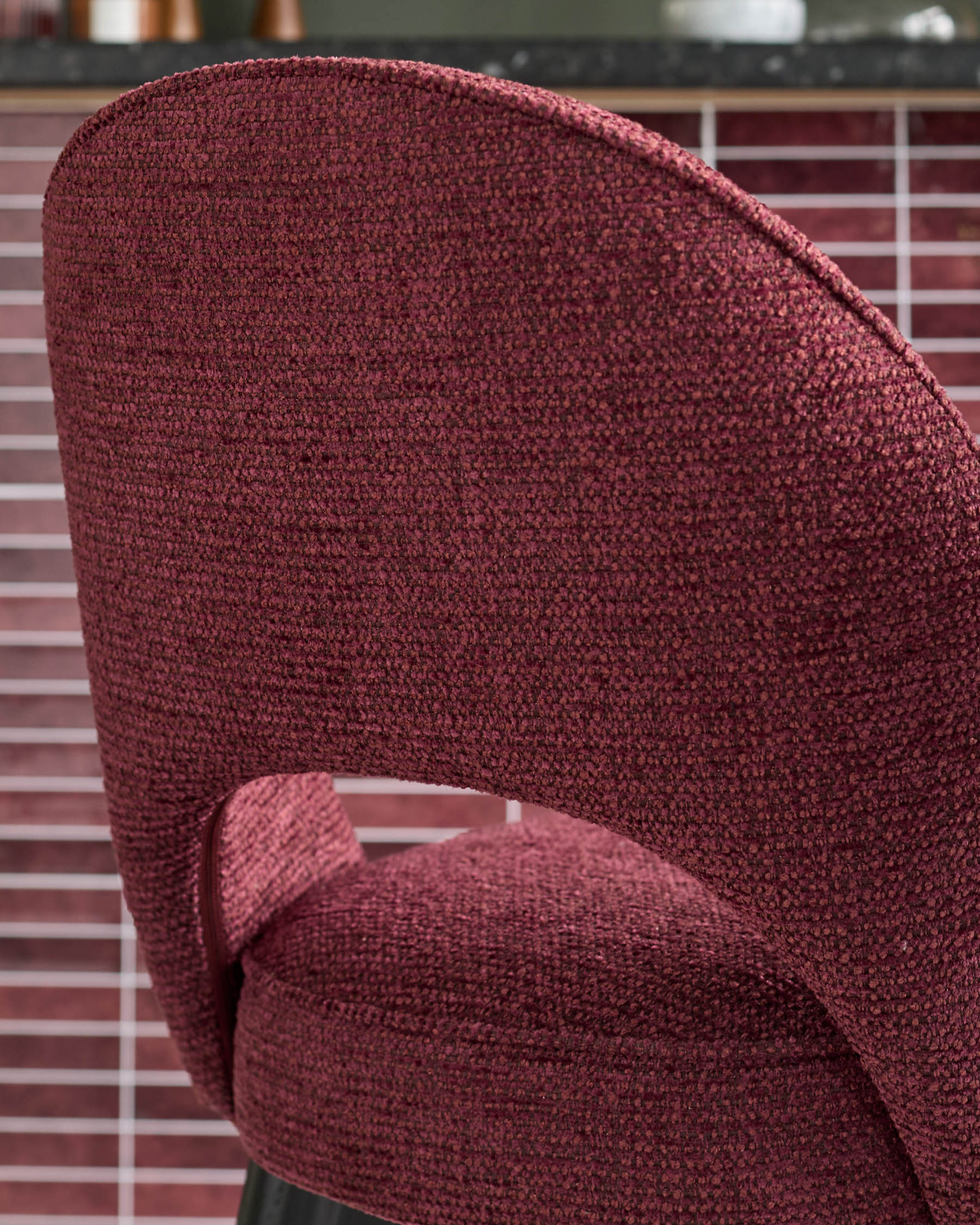 Chaise de salle à manger en tissu épais rouge trèfle