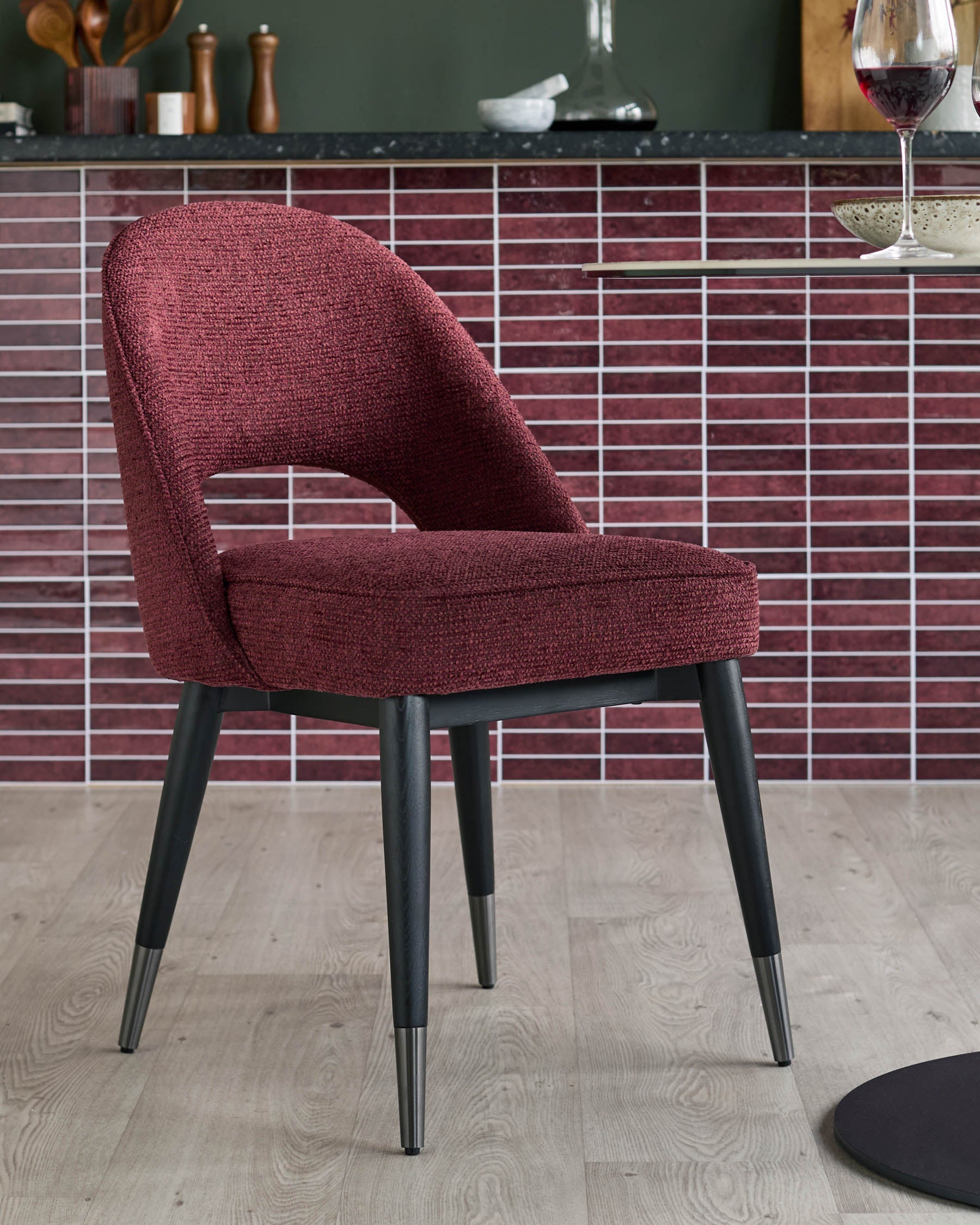Chaise de salle à manger en tissu épais rouge trèfle