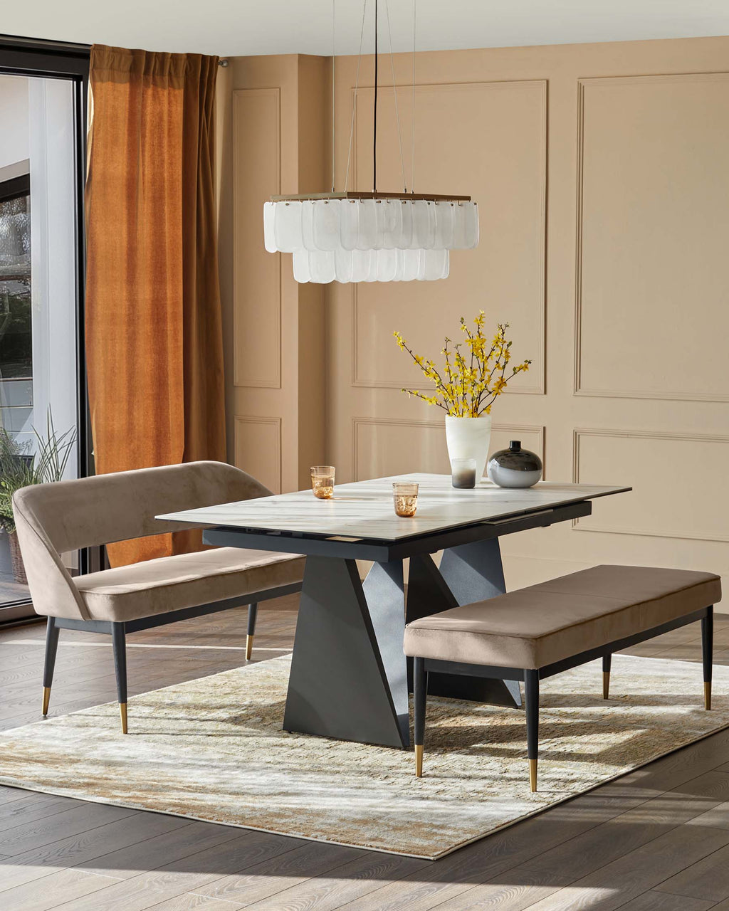 Banc Clover en velours champagne sans dossier