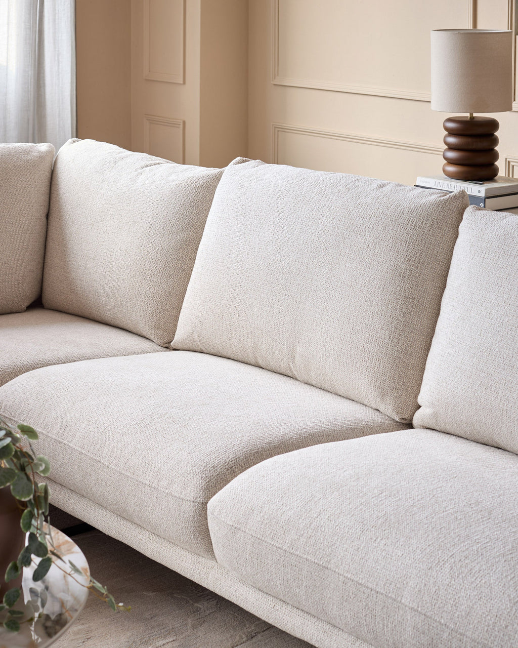 Canapé d'angle gauche Colette en tissu naturel