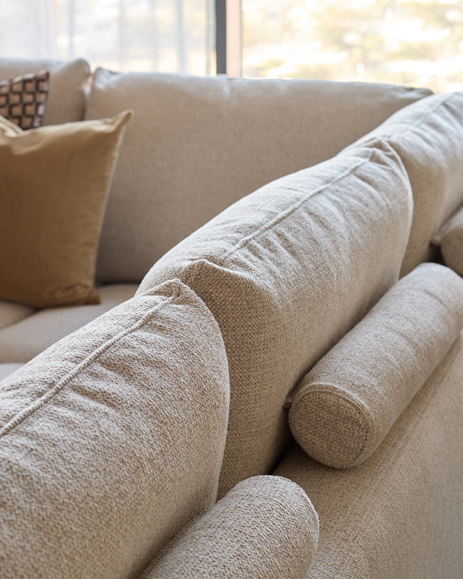 Canapé d'angle gauche Colette en tissu naturel